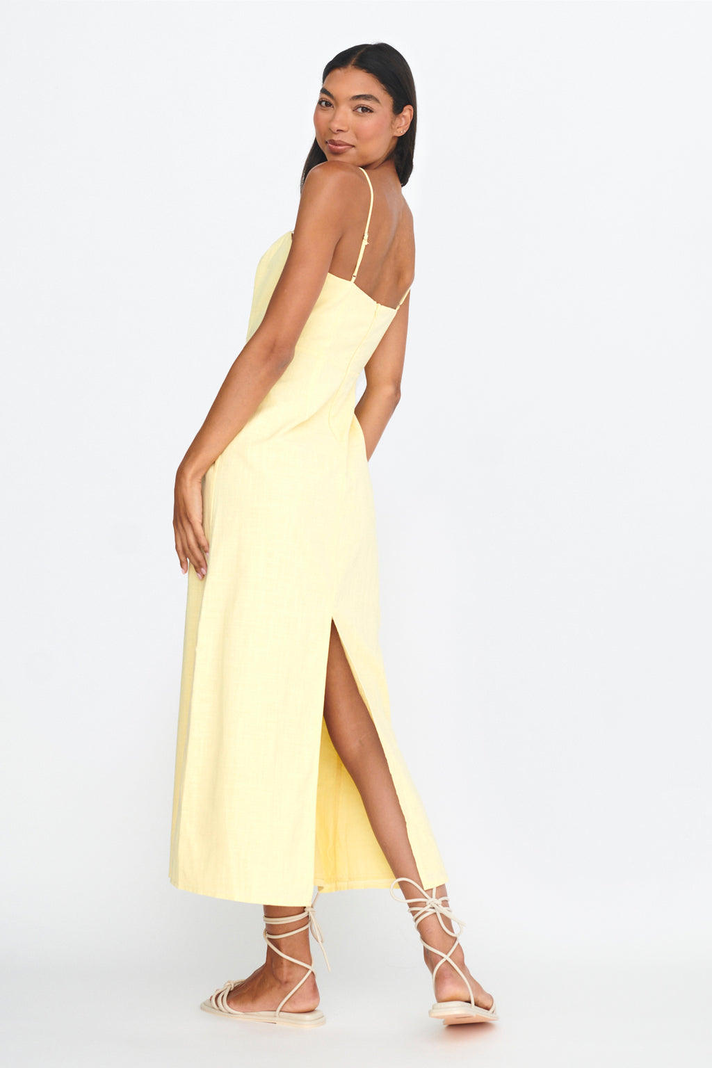 Light Hearted Square Neckline Maxi Dress Lemon by Selfie Leslie Australia