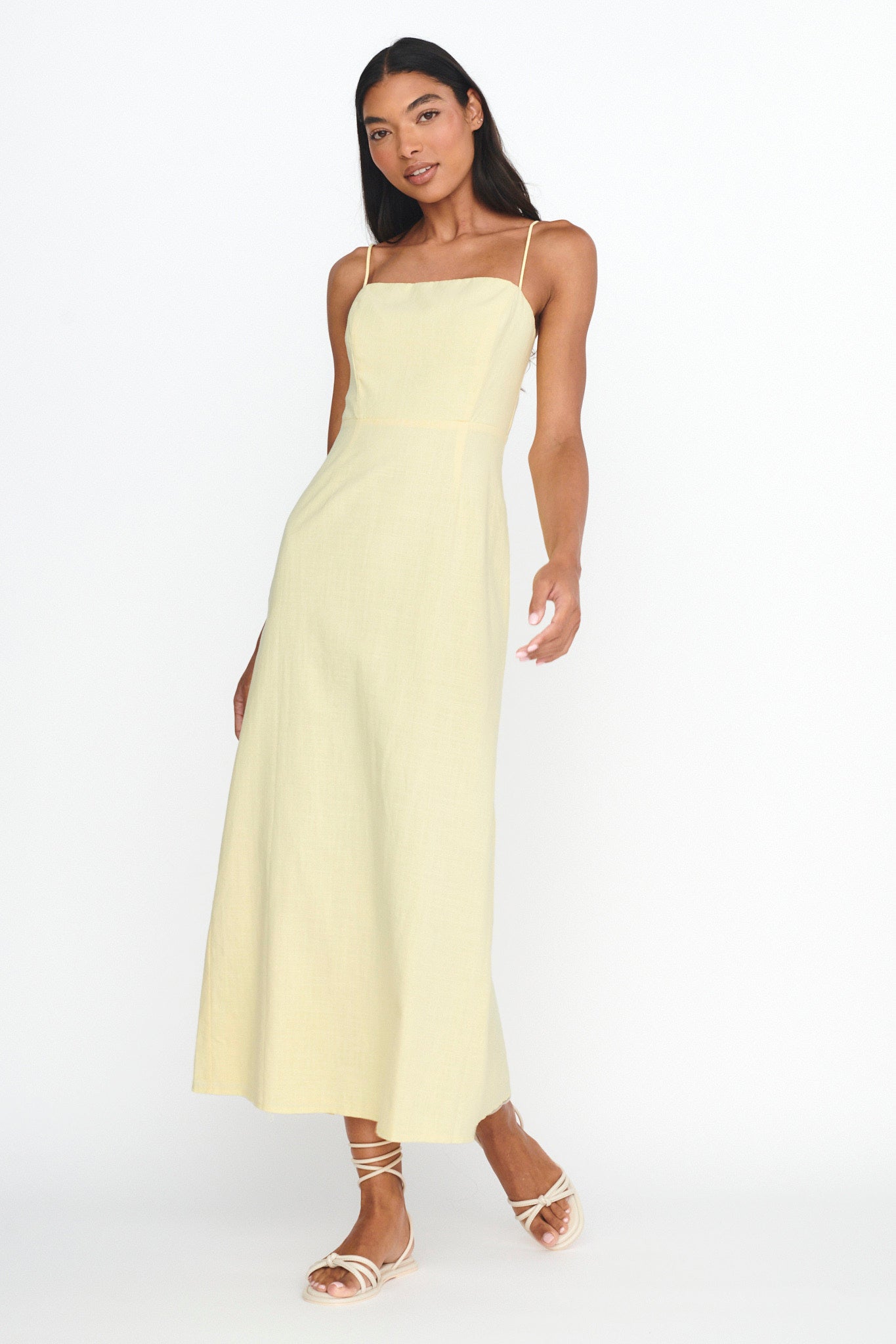 Light Hearted Square Neckline Maxi Dress Lemon by Selfie Leslie Australia