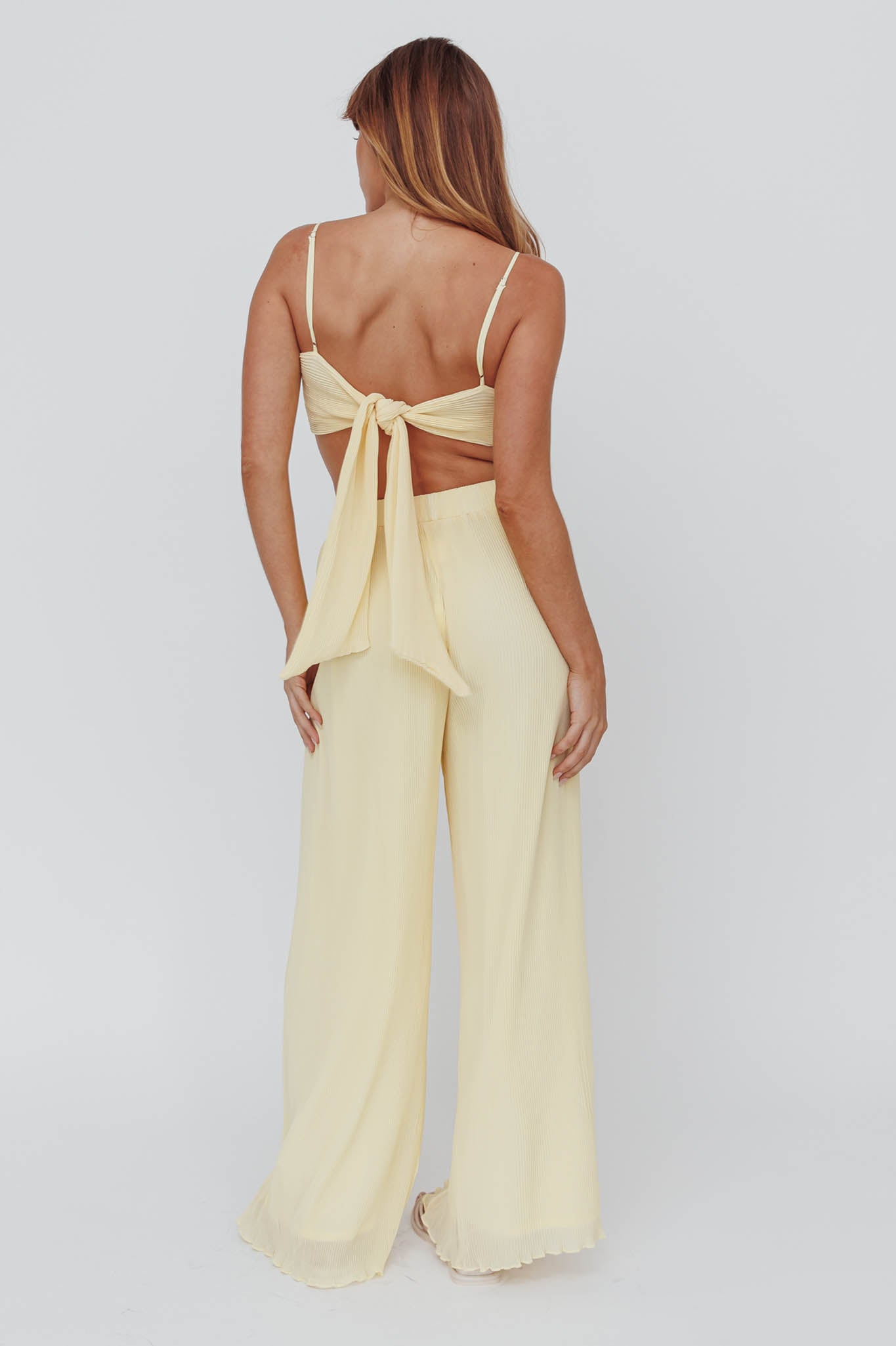 Light Energy Accordion Pleat Pants Lemon by Selfie Leslie Australia
