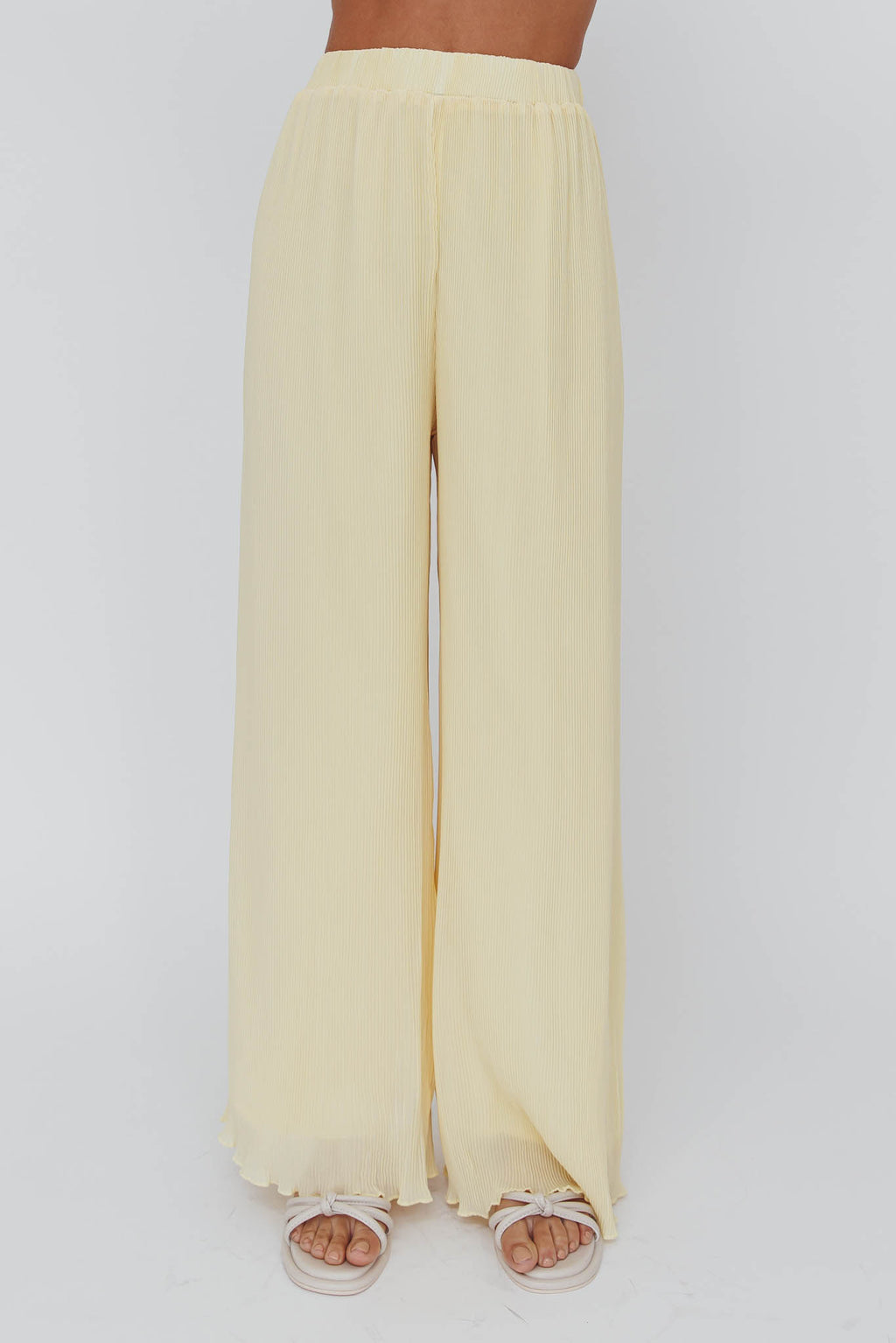 Light Energy Accordion Pleat Pants Lemon by Selfie Leslie Australia