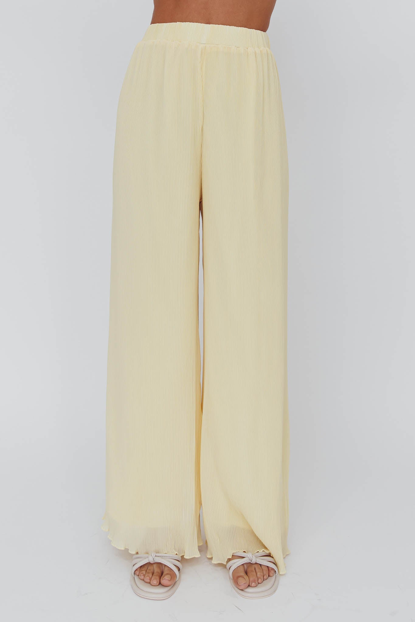 Light Energy Accordion Pleat Pants Lemon by Selfie Leslie Australia