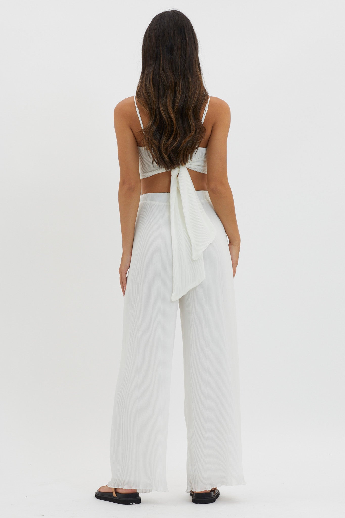 Light Energy Accordion Pleat Pants White by Selfie Leslie Australia