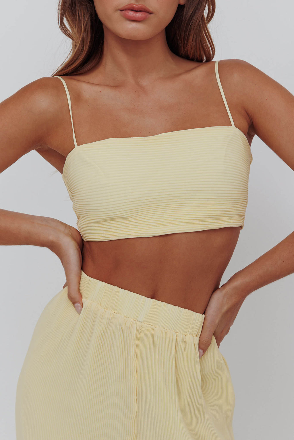 Light Energy Tie Back Crop Top Lemon by Selfie Leslie Australia