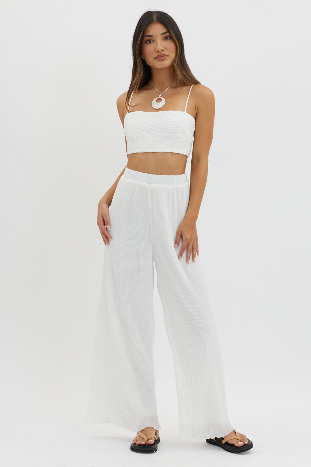 Light Energy Tie Back Crop Top White by Selfie Leslie Australia