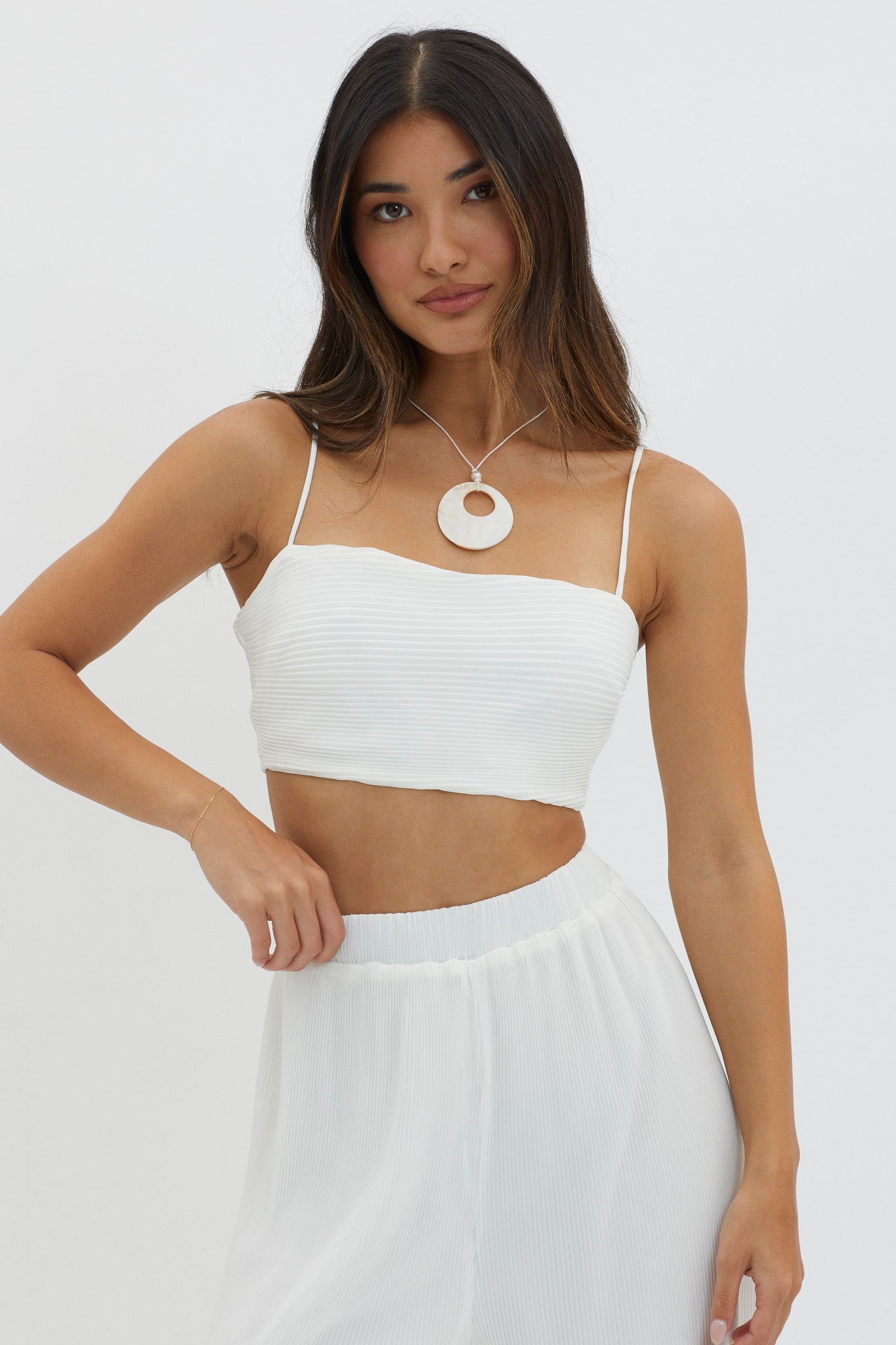 Light Energy Tie Back Crop Top White by Selfie Leslie Australia