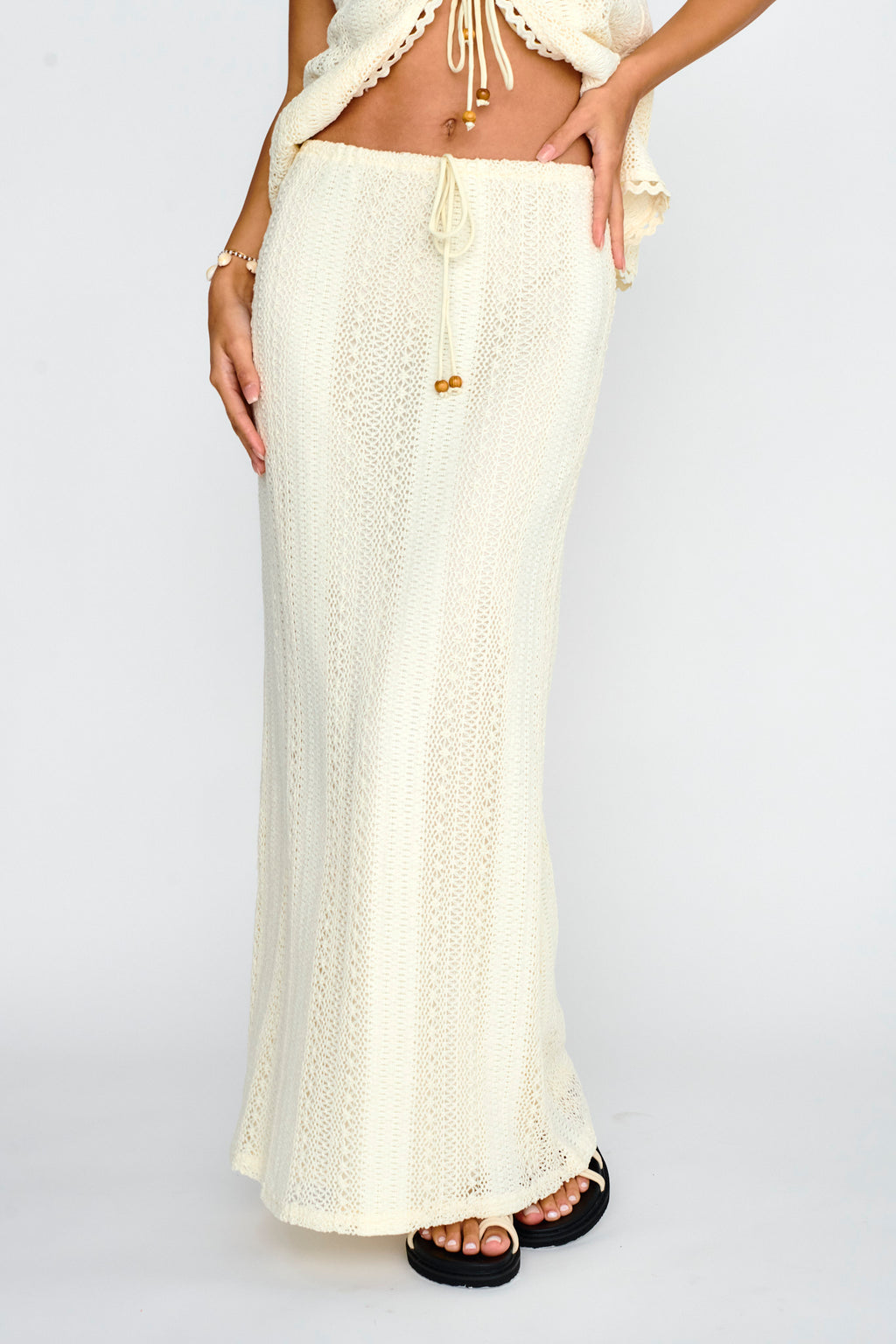 Ninevah Lace Maxi Skirt Beige by Selfie Leslie Australia