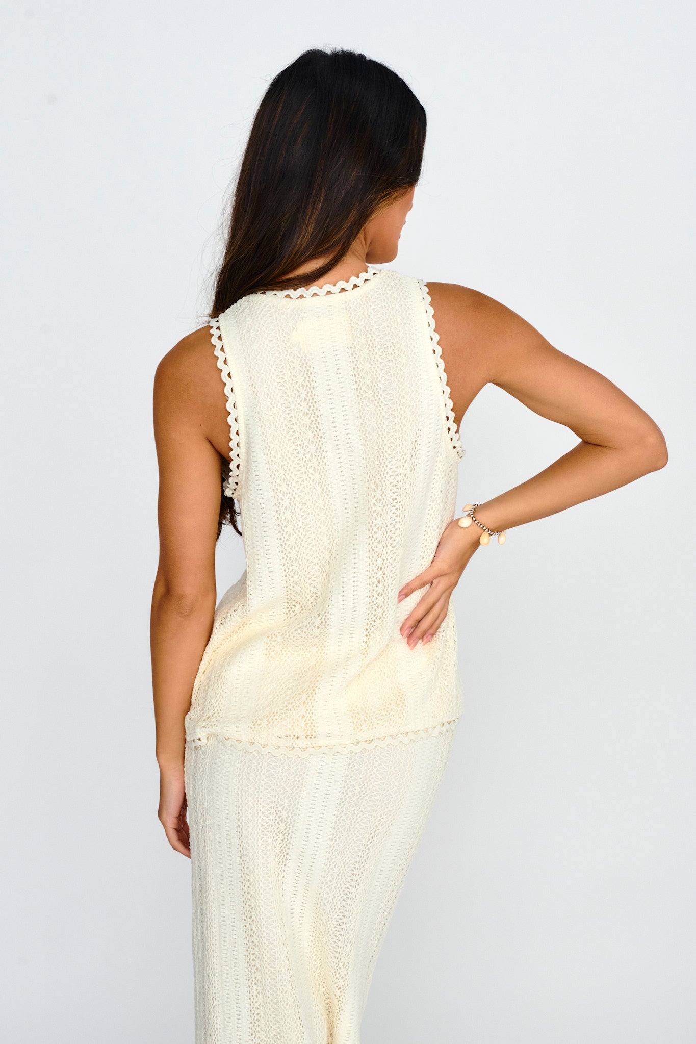 Ninevah Sleeveless Tied Lace Top Beige by Selfie Leslie Australia