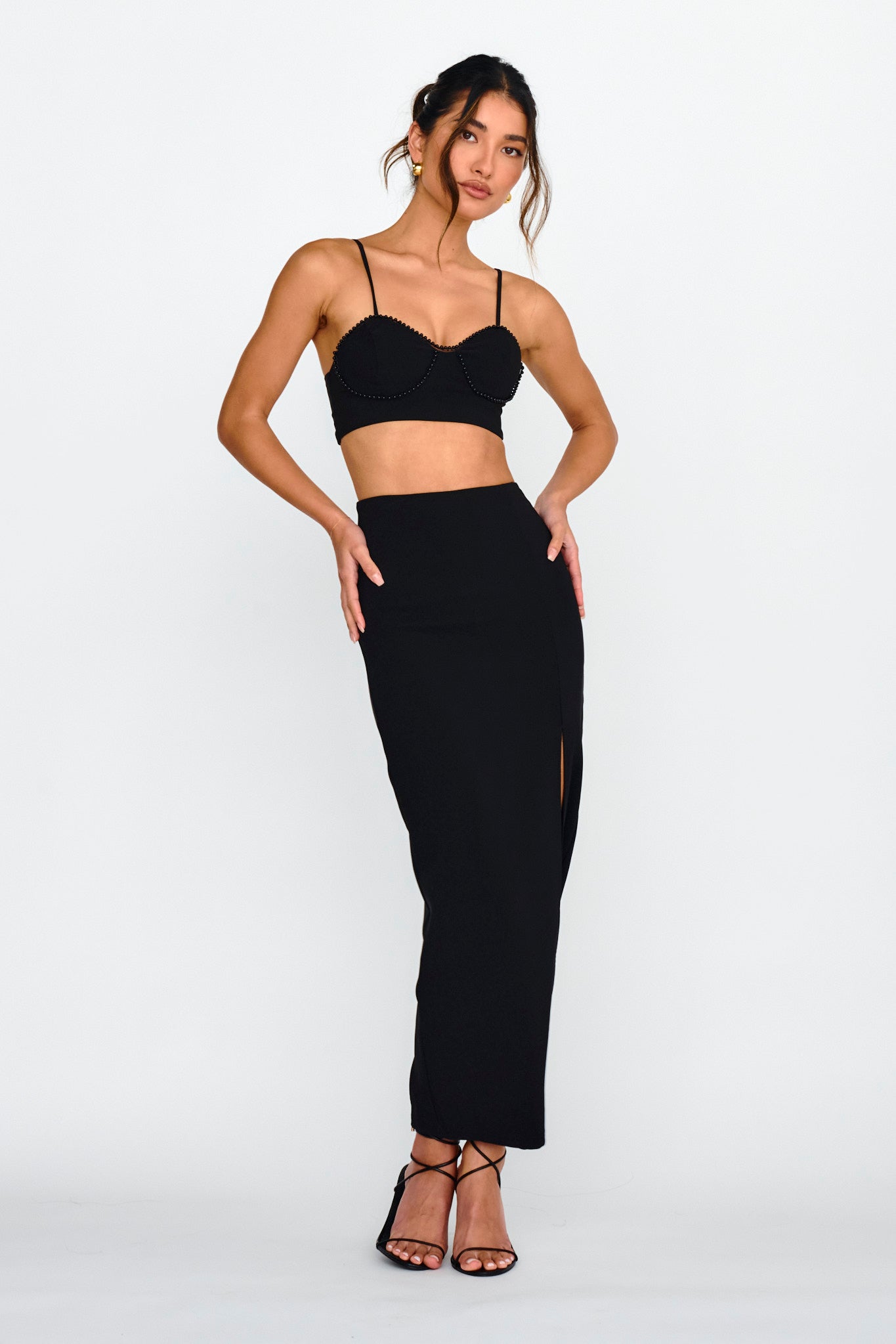 Next To You Thigh Split Skirt Black by Selfie Leslie Australia