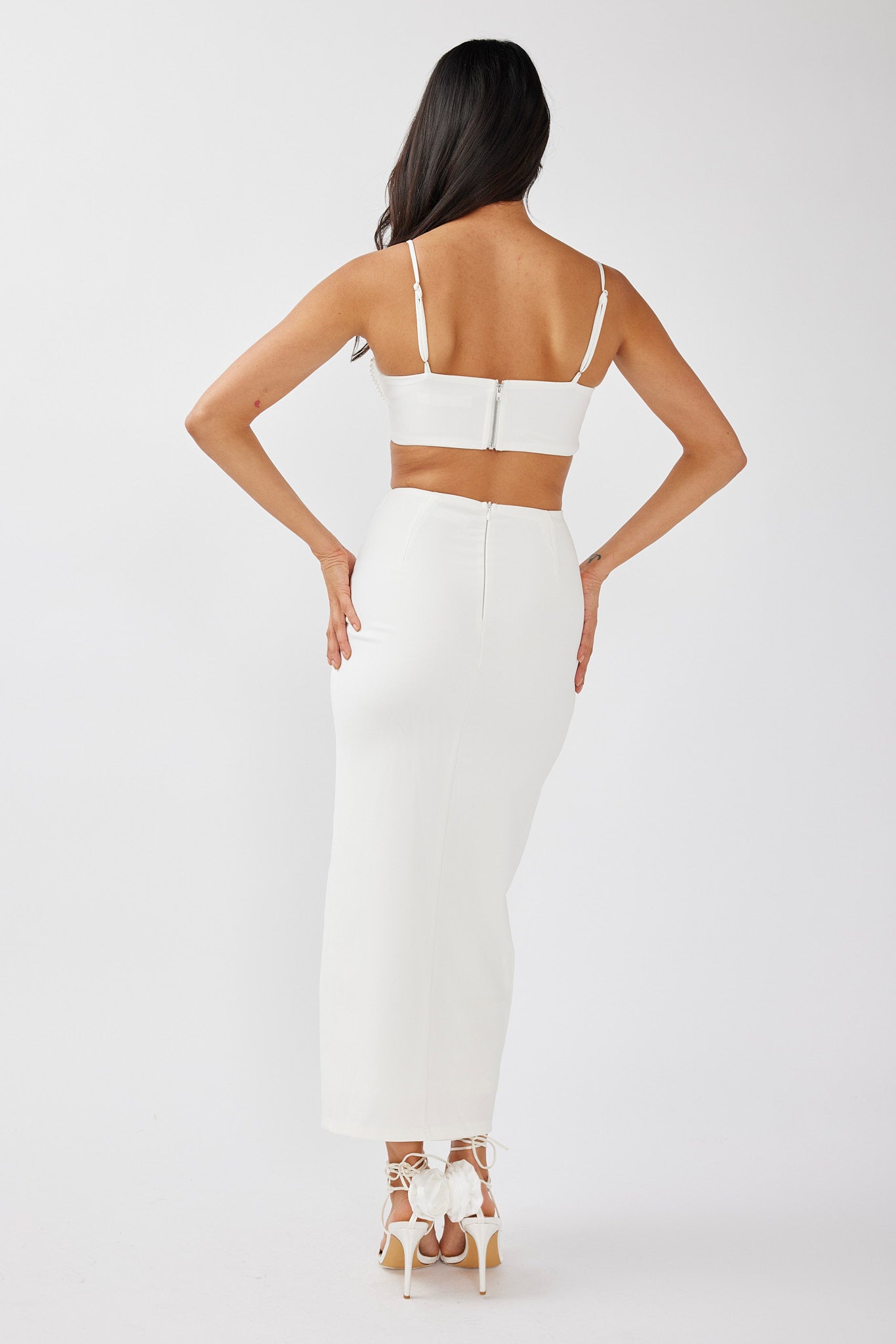 Next To You Thigh Split Skirt White by Selfie Leslie Australia