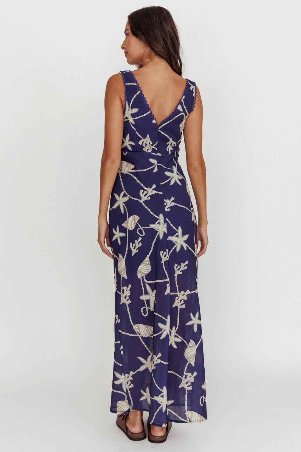 Miss Divine V-Neck Ocean Maxi Dress Blue by Selfie Leslie Australia