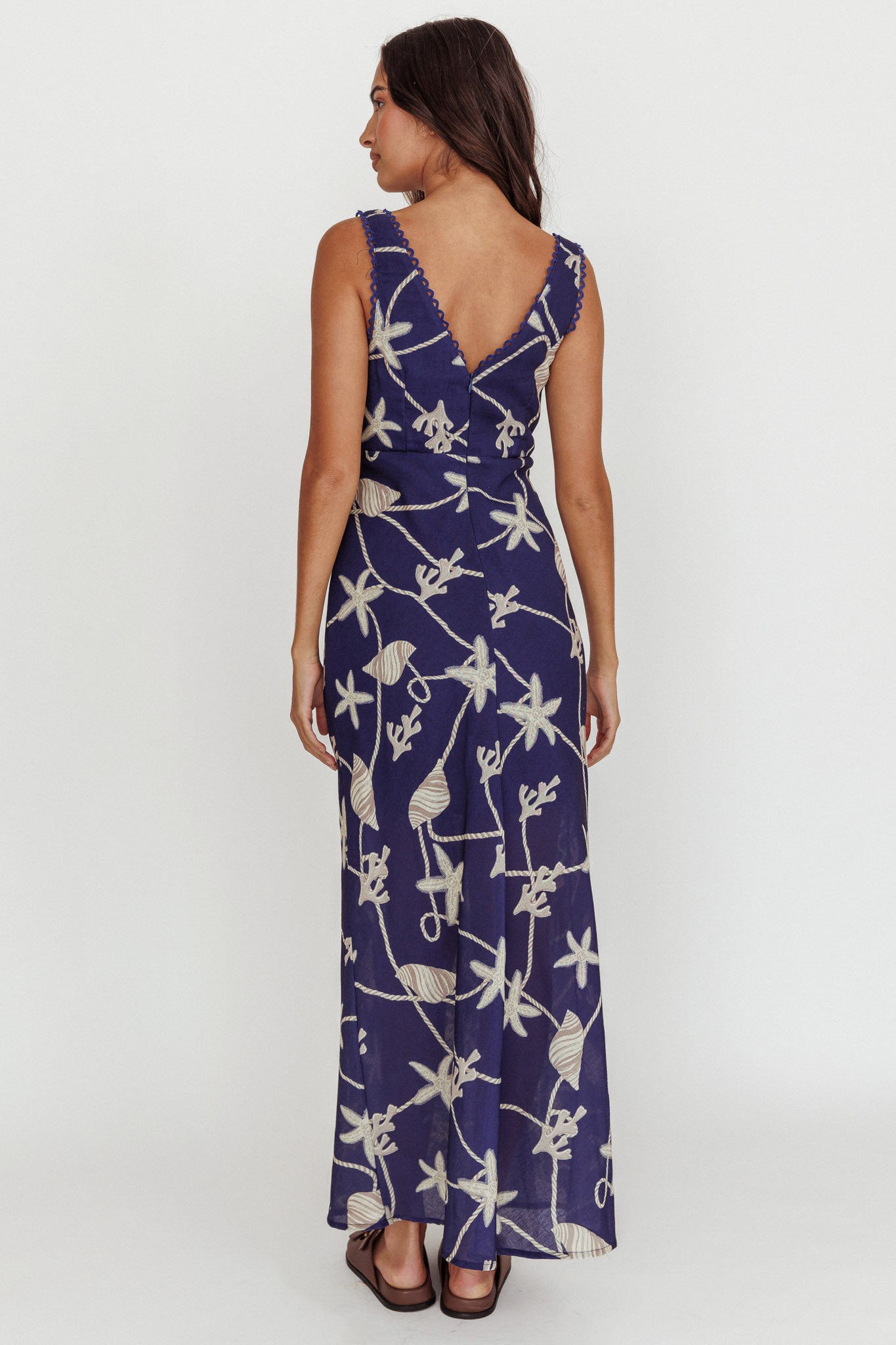 Miss Divine V-Neck Ocean Maxi Dress Blue by Selfie Leslie Australia