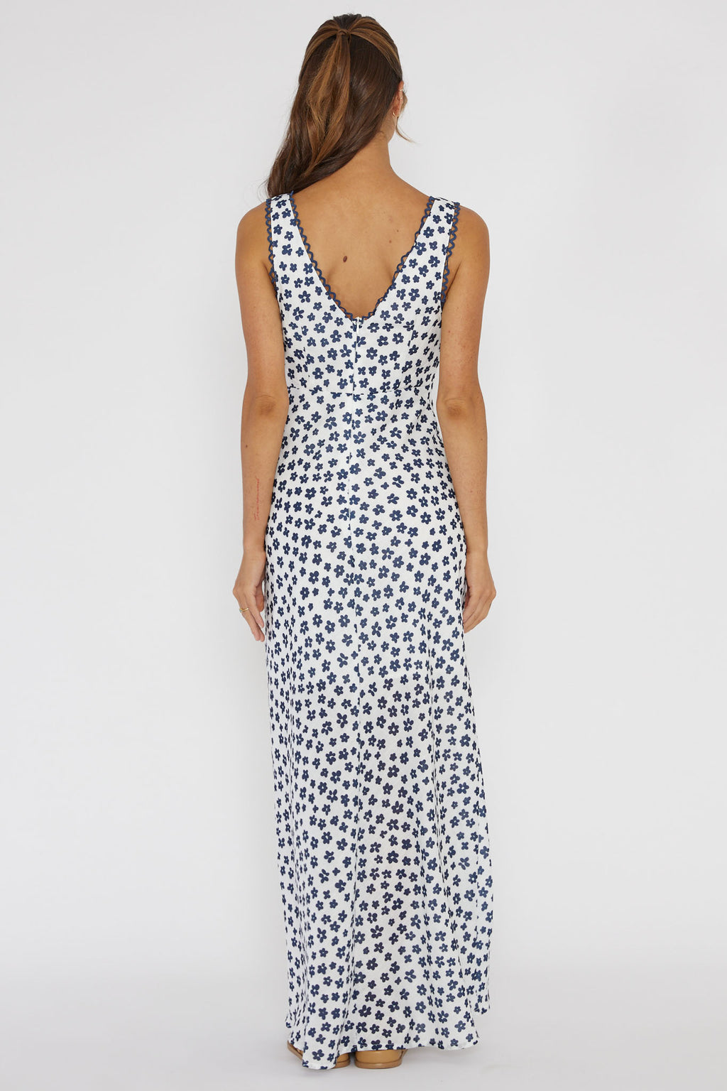 Miss Divine V-Neck Maxi Dress Flower Blue by Selfie Leslie Australia