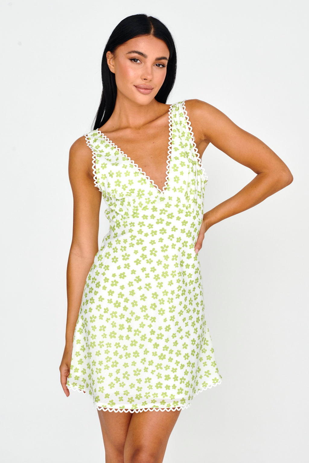 Miss Divine V-Neck Sun Dress Flower Pea by Selfie Leslie Australia