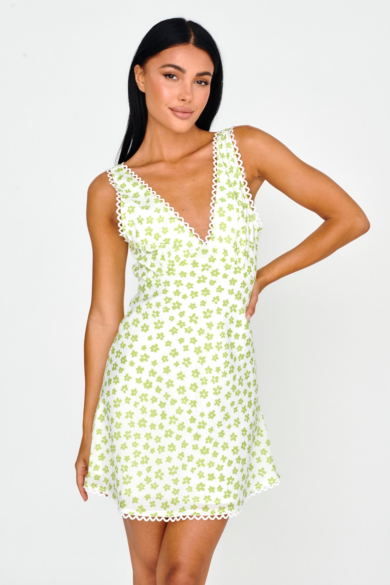 Miss Divine V-Neck Sun Dress Flower Pea by Selfie Leslie Australia