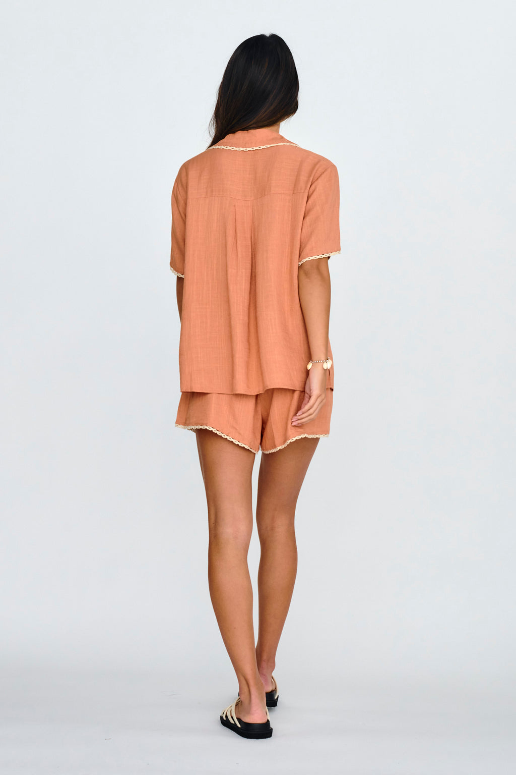 Swing Of Things Lace Trim Shorts Mocha by Selfie Leslie Australia