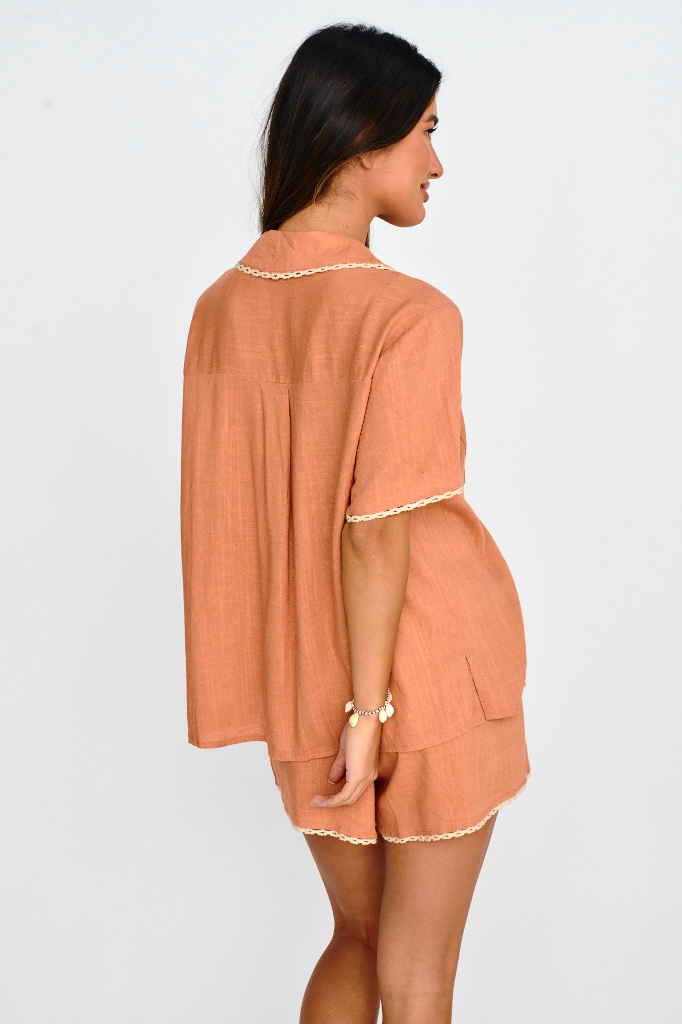 Swing Of Things Embroidered Shirt Mocha by Selfie Leslie Australia