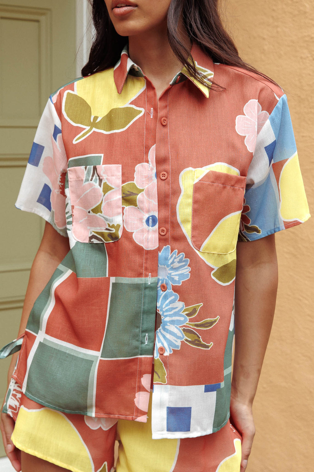 Swing Of Things Pocket Shirt Citrus Terracotta by Selfie Leslie Australia