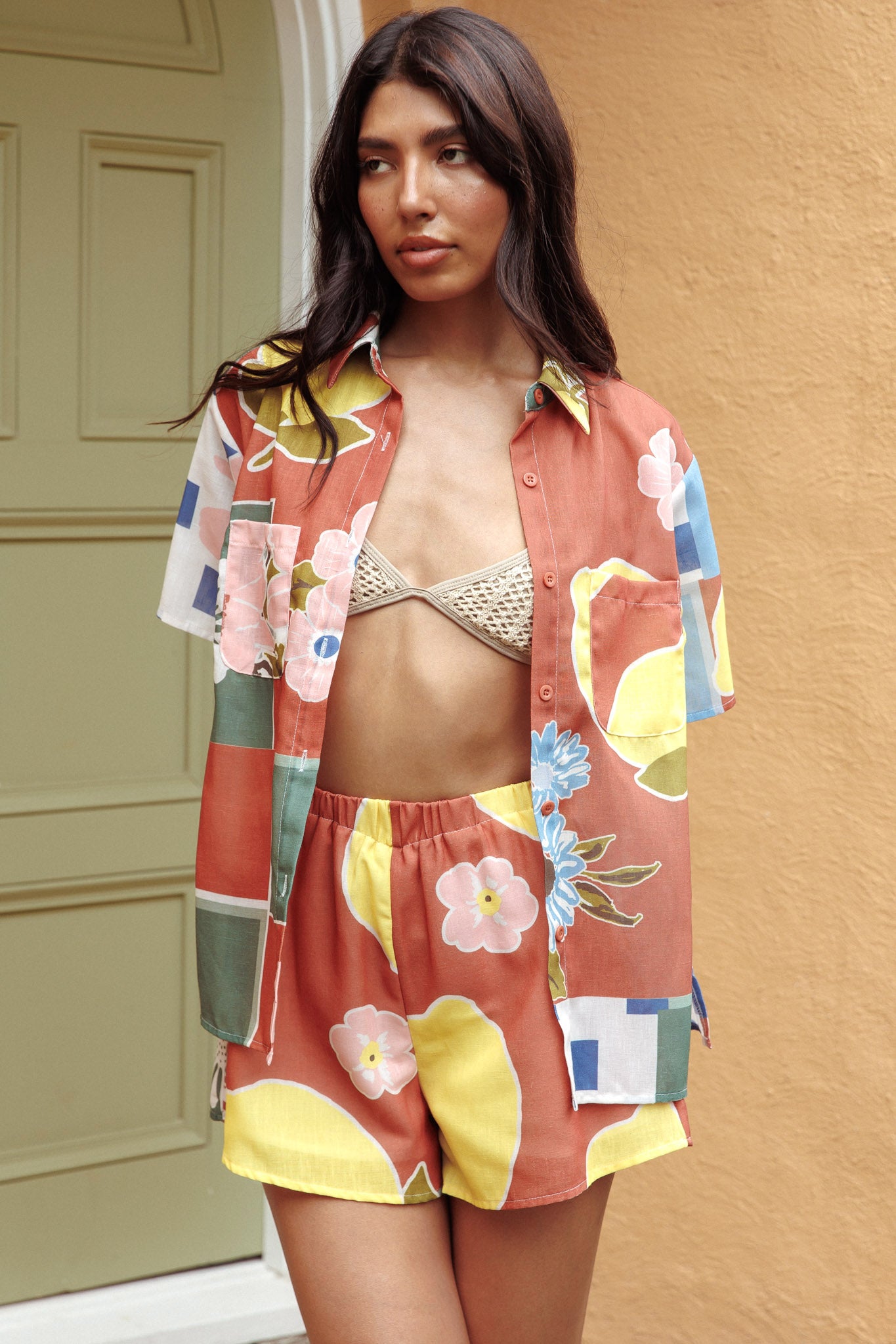 Swing Of Things Pocket Shirt Citrus Terracotta by Selfie Leslie Australia