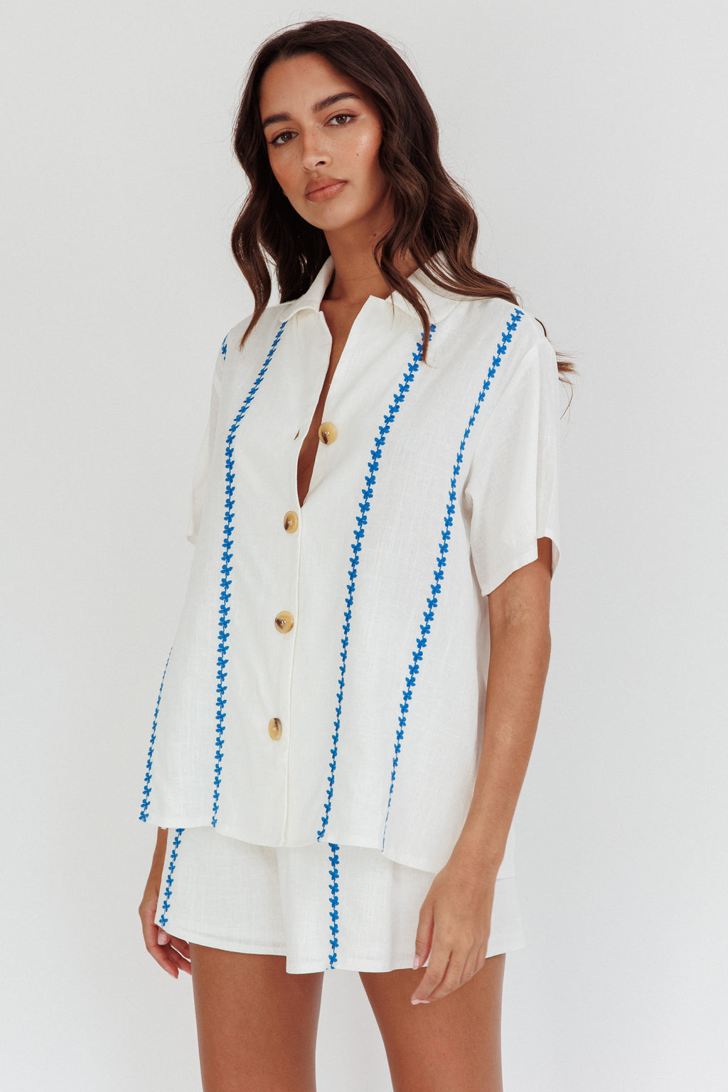 Swing Of Things Elastic Waist Shorts Embroidered White by Selfie Leslie Australia