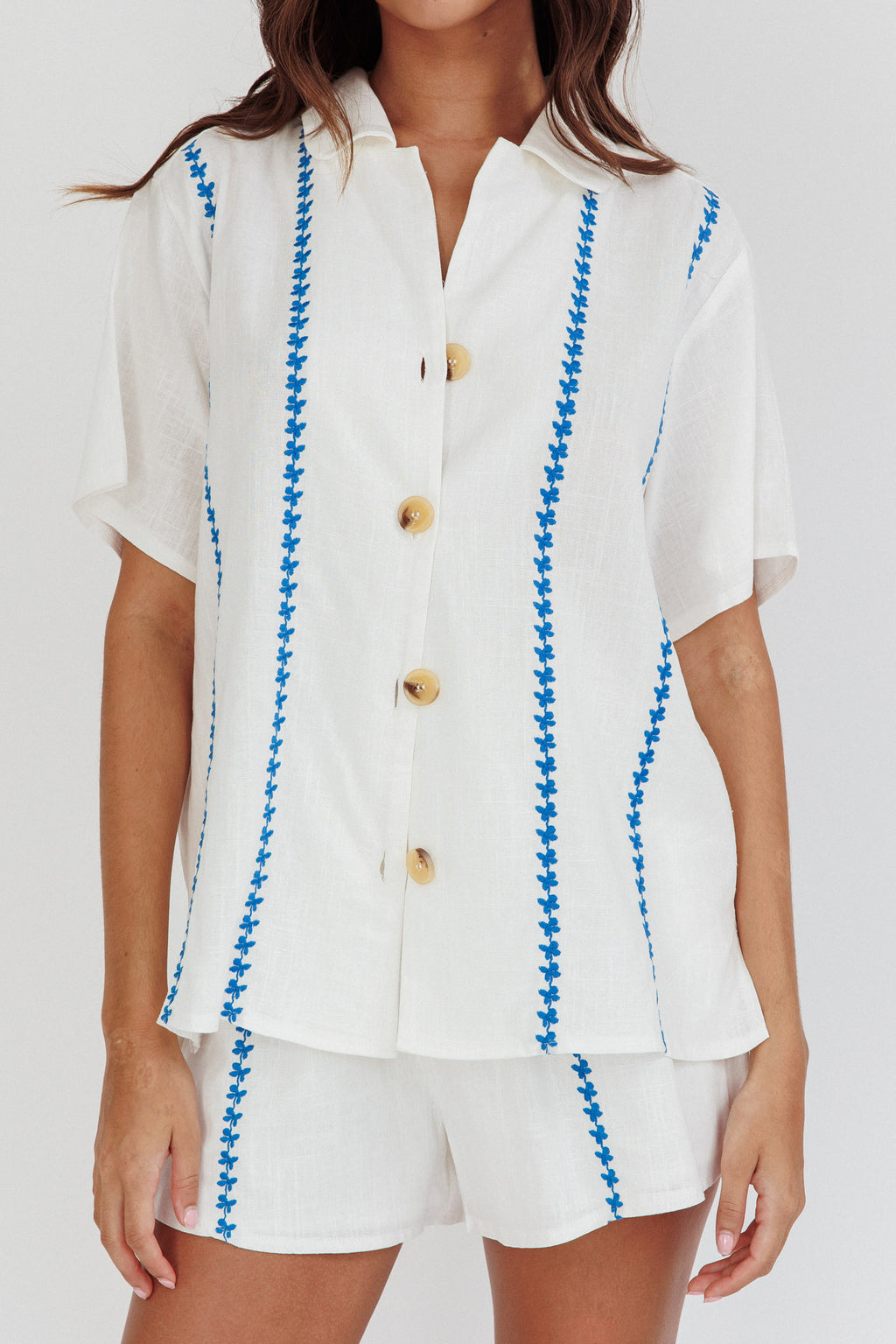 Swing Of Things Embroidered Shirt White by Selfie Leslie Australia