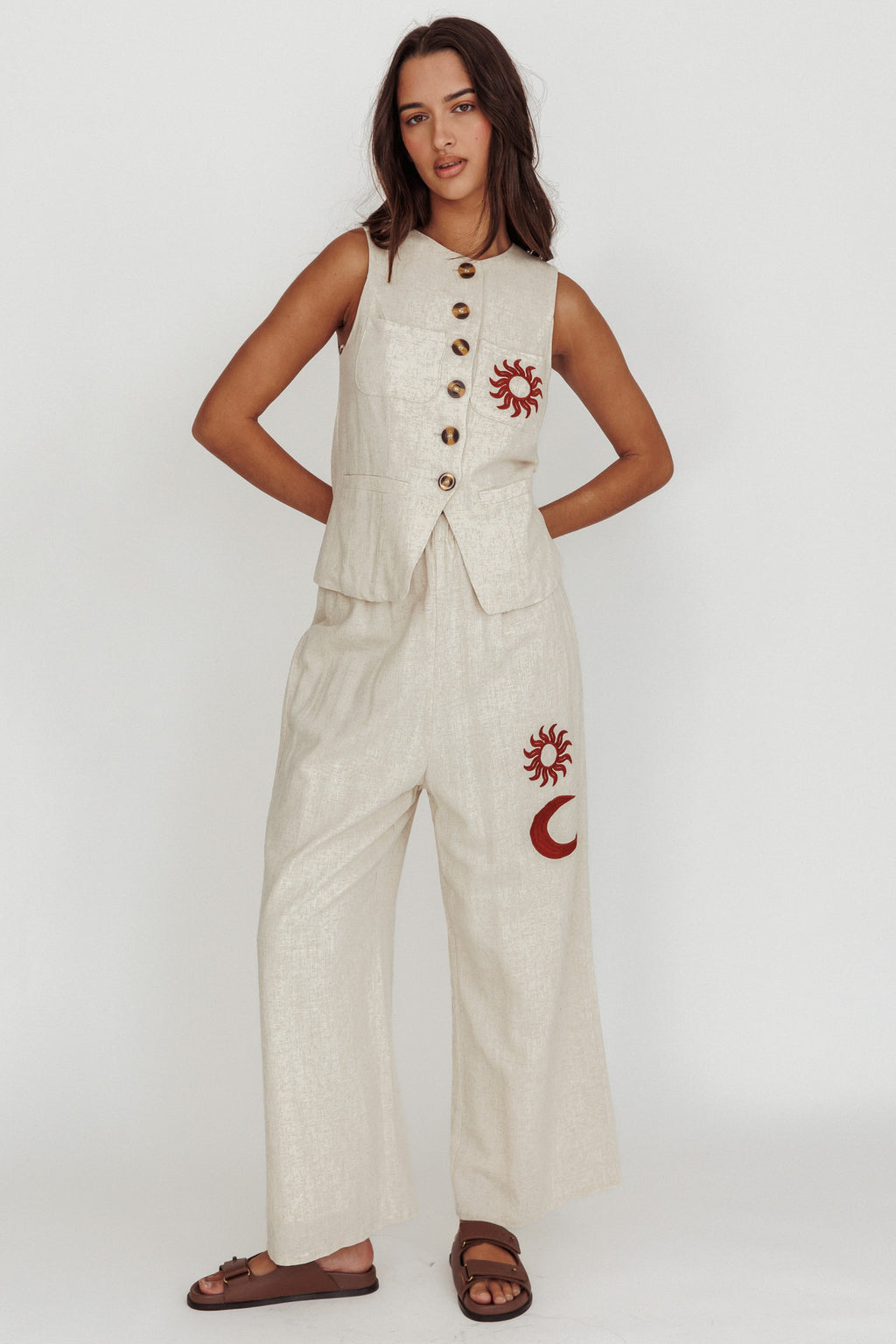 Swing Of Things Sun And Moon Wide Leg Pants Oat by Selfie Leslie Australia