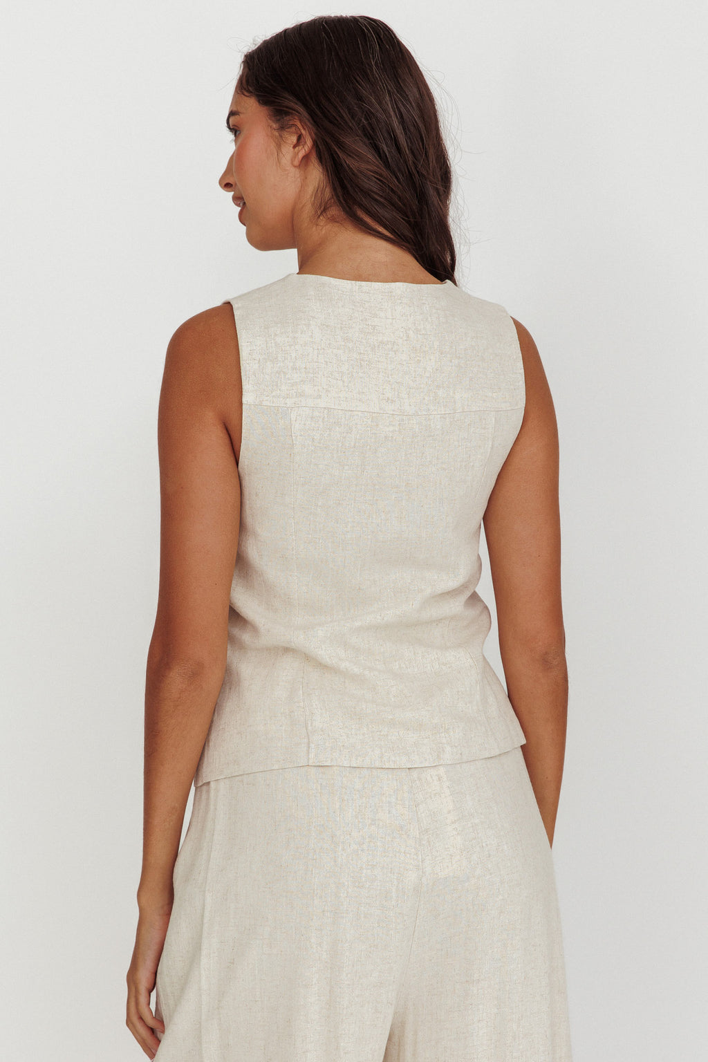 Swing Of Things Sun Sleeveless Buttoned Vest Oat by Selfie Leslie Australia