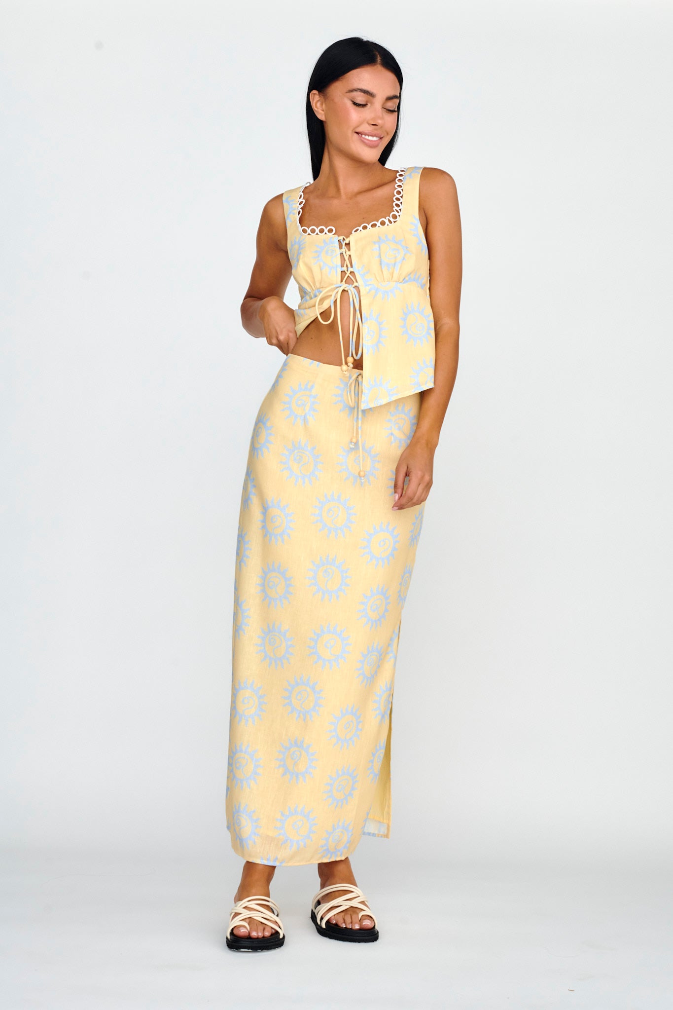 Sun Days Midi Skirt Sun Lemon by Selfie Leslie Australia