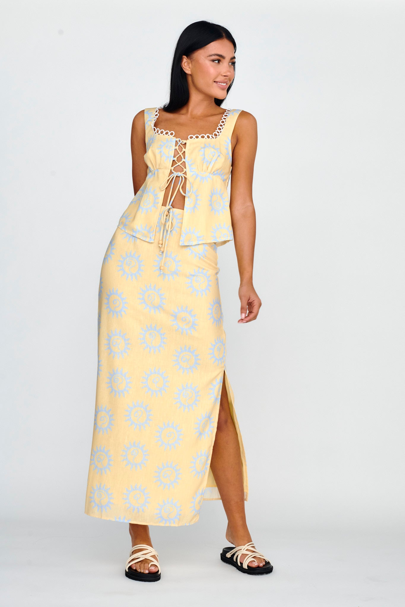 Sun Days Midi Skirt Sun Lemon by Selfie Leslie Australia