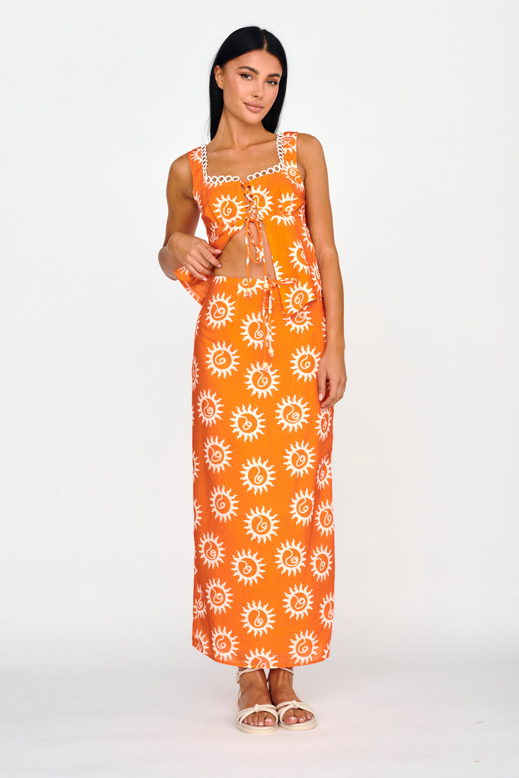Sun Days Midi Skirt Sun Orange by Selfie Leslie Australia