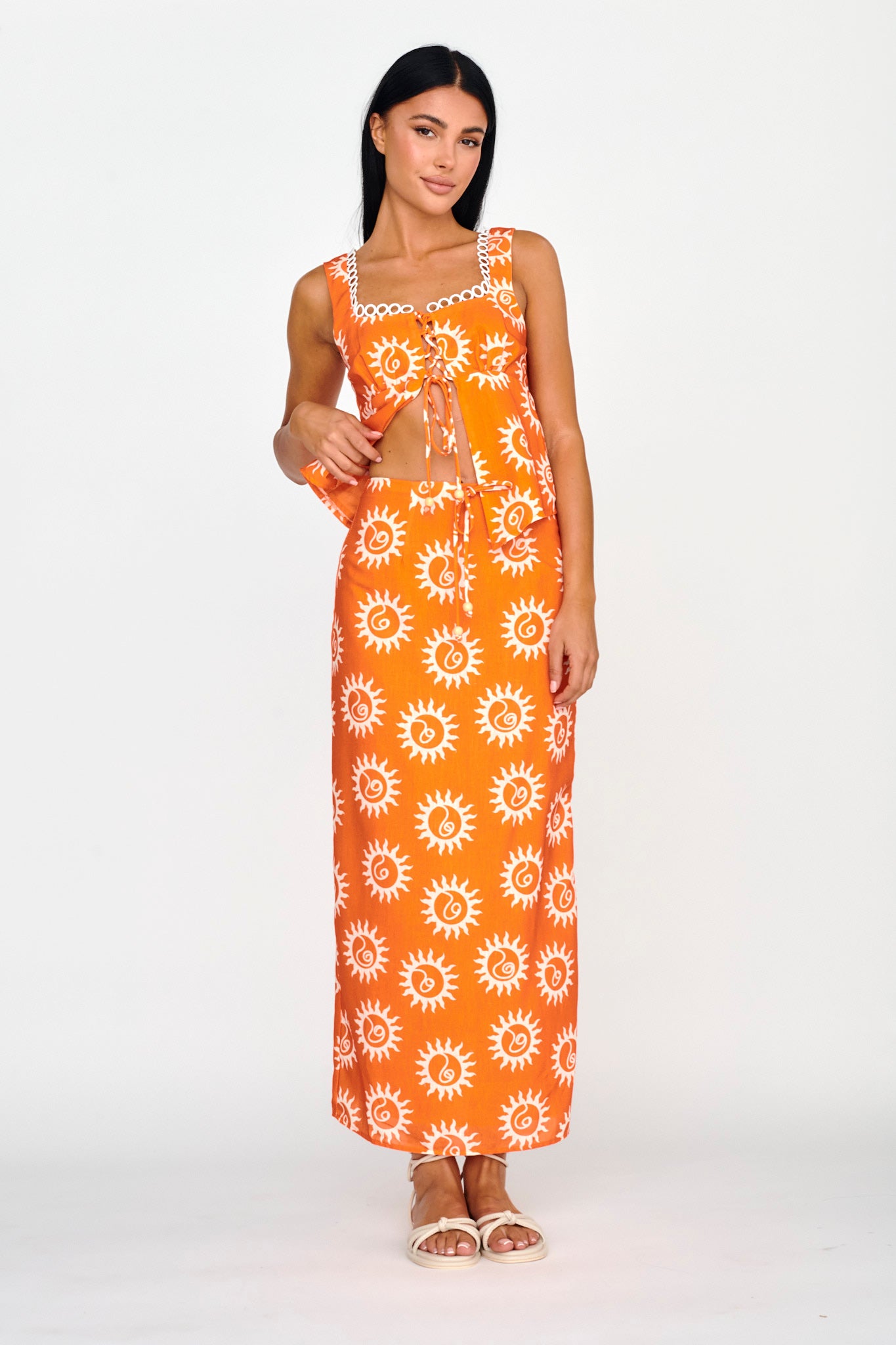 Sun Days Midi Skirt Sun Orange by Selfie Leslie Australia