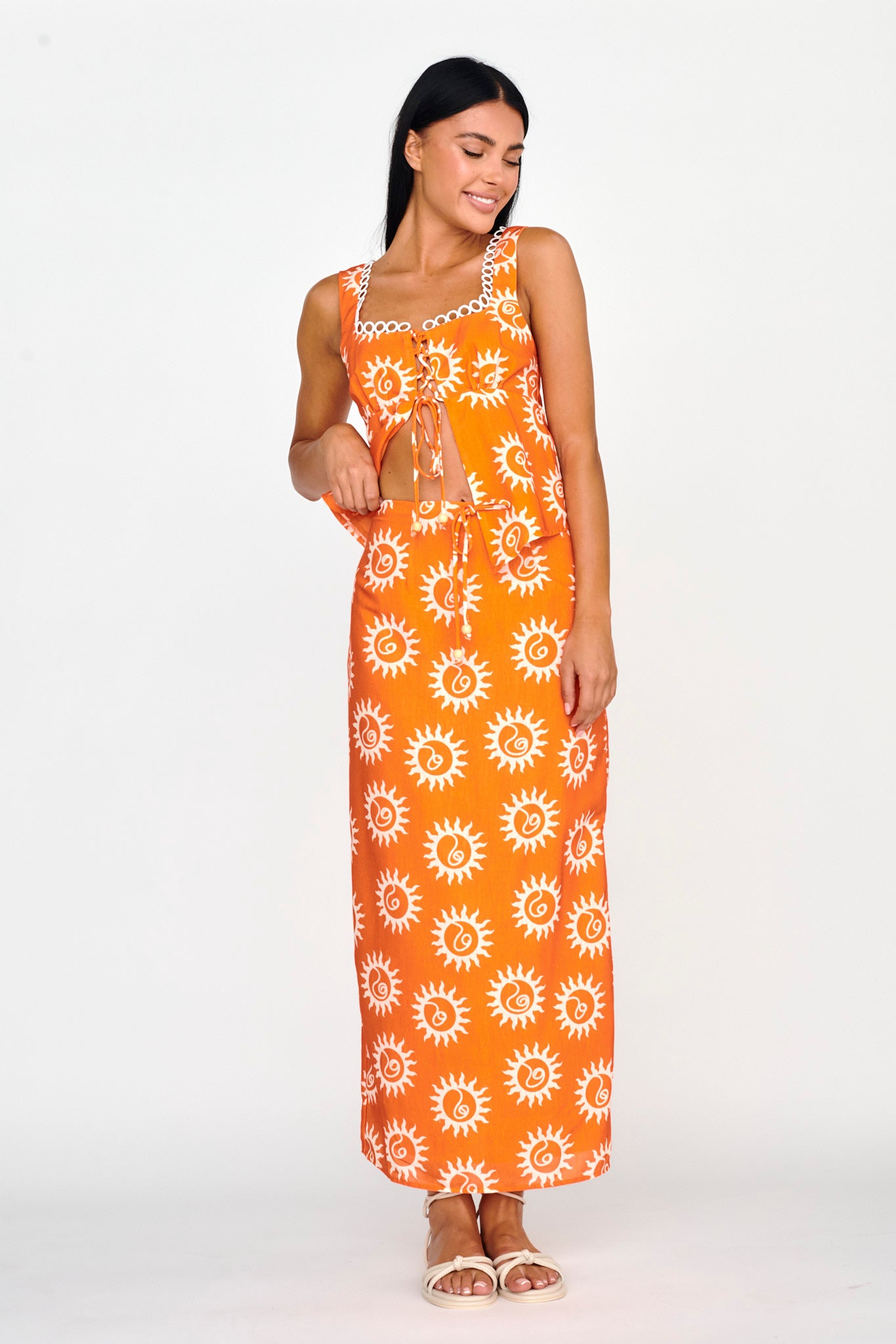 Sun Days Midi Skirt Sun Orange by Selfie Leslie Australia