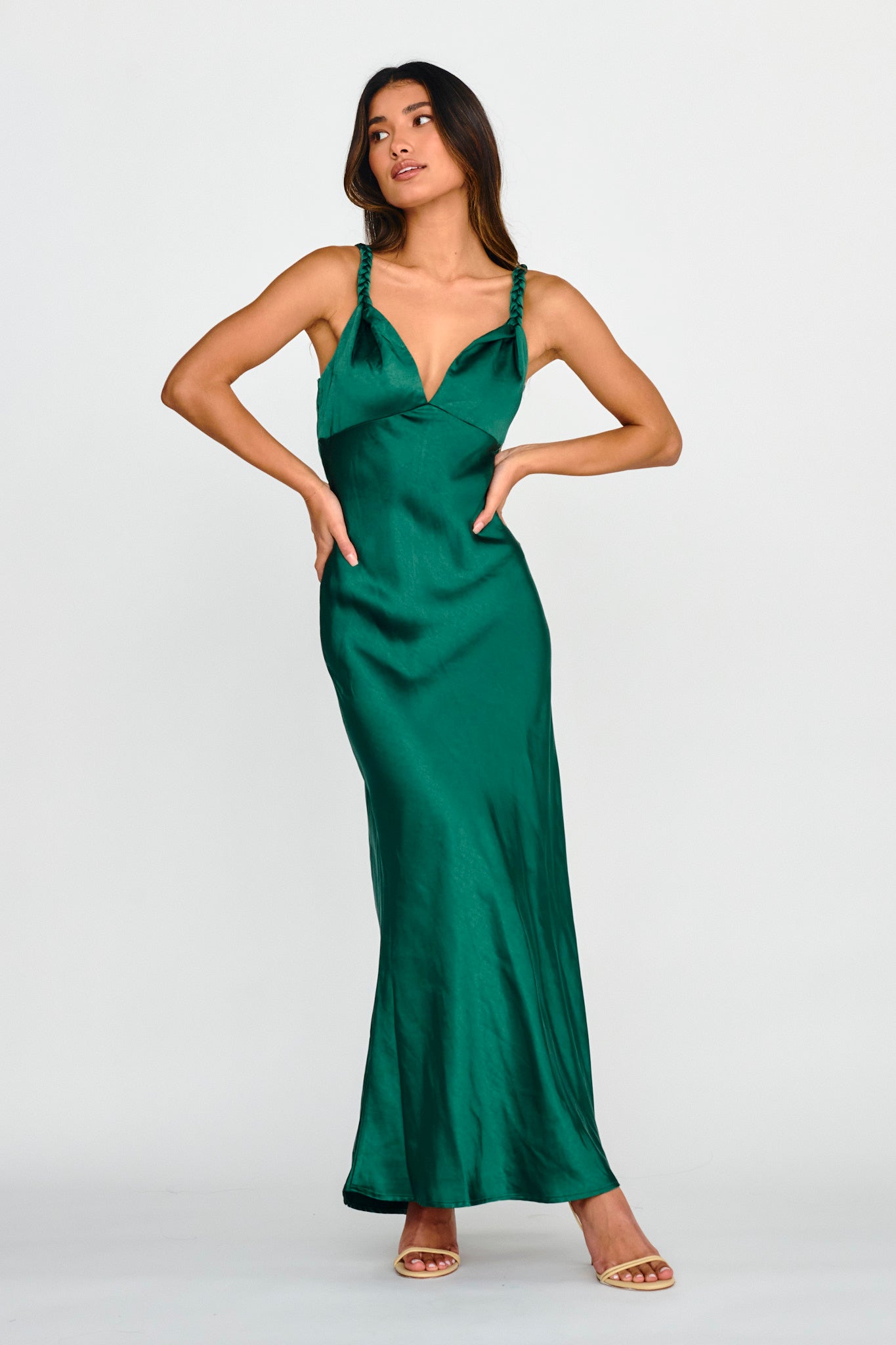 Muraya Braided Strap Maxi Dress Forest Green by Selfie Leslie Australia