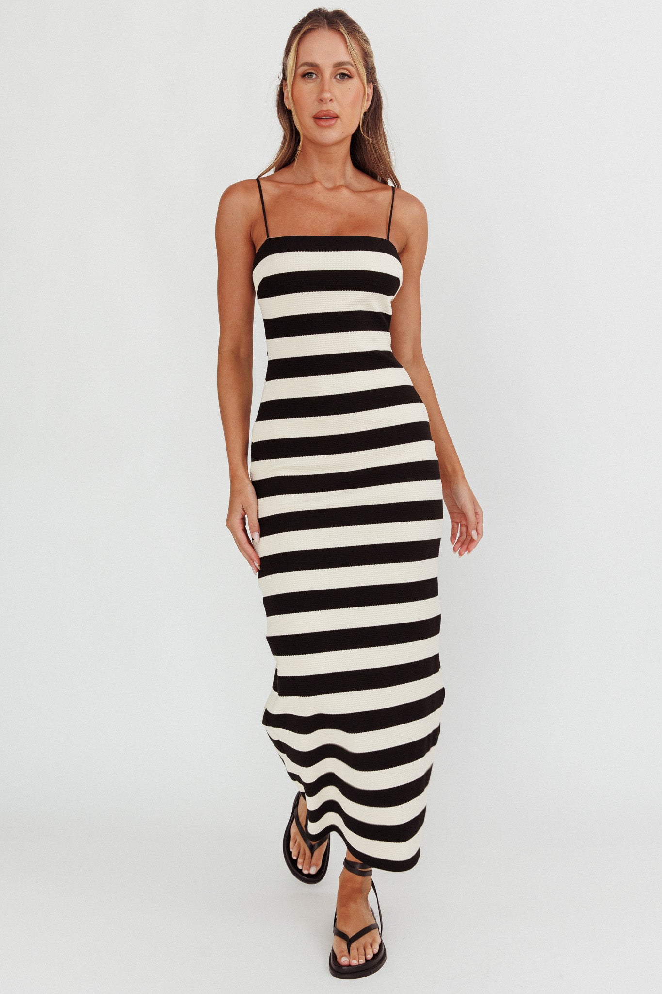 Gracey Cami Strap Maxi Dress Stripe Black by Selfie Leslie Australia