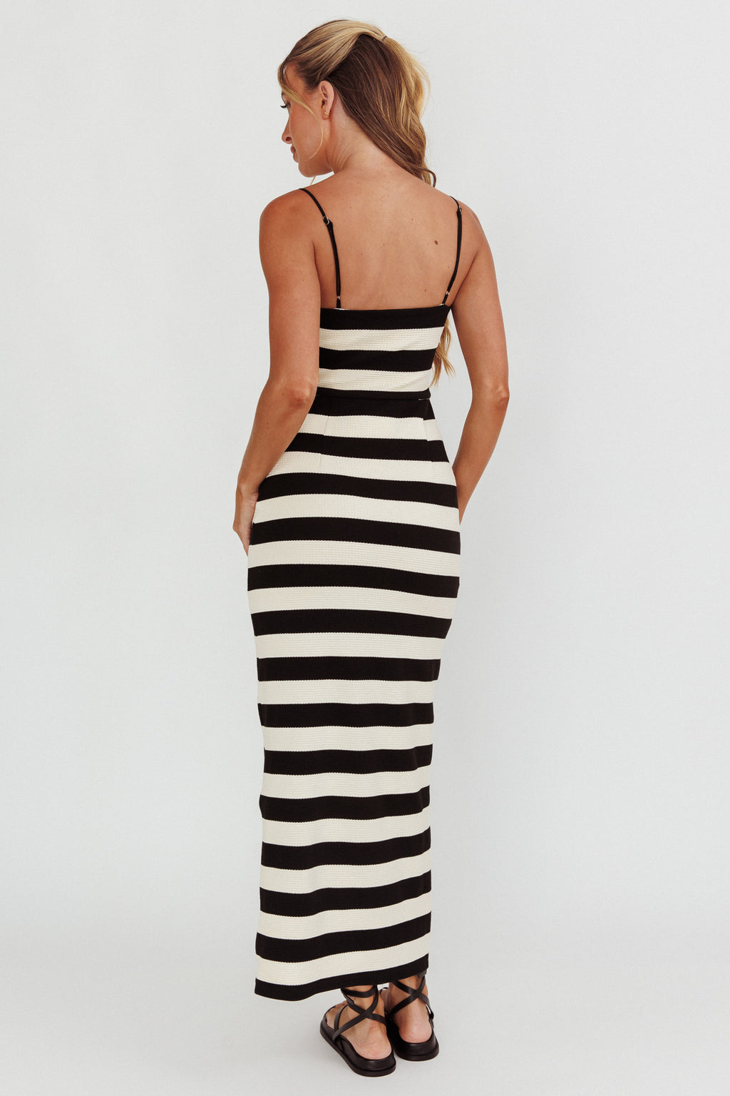 Gracey Cami Strap Maxi Dress Stripe Black by Selfie Leslie Australia
