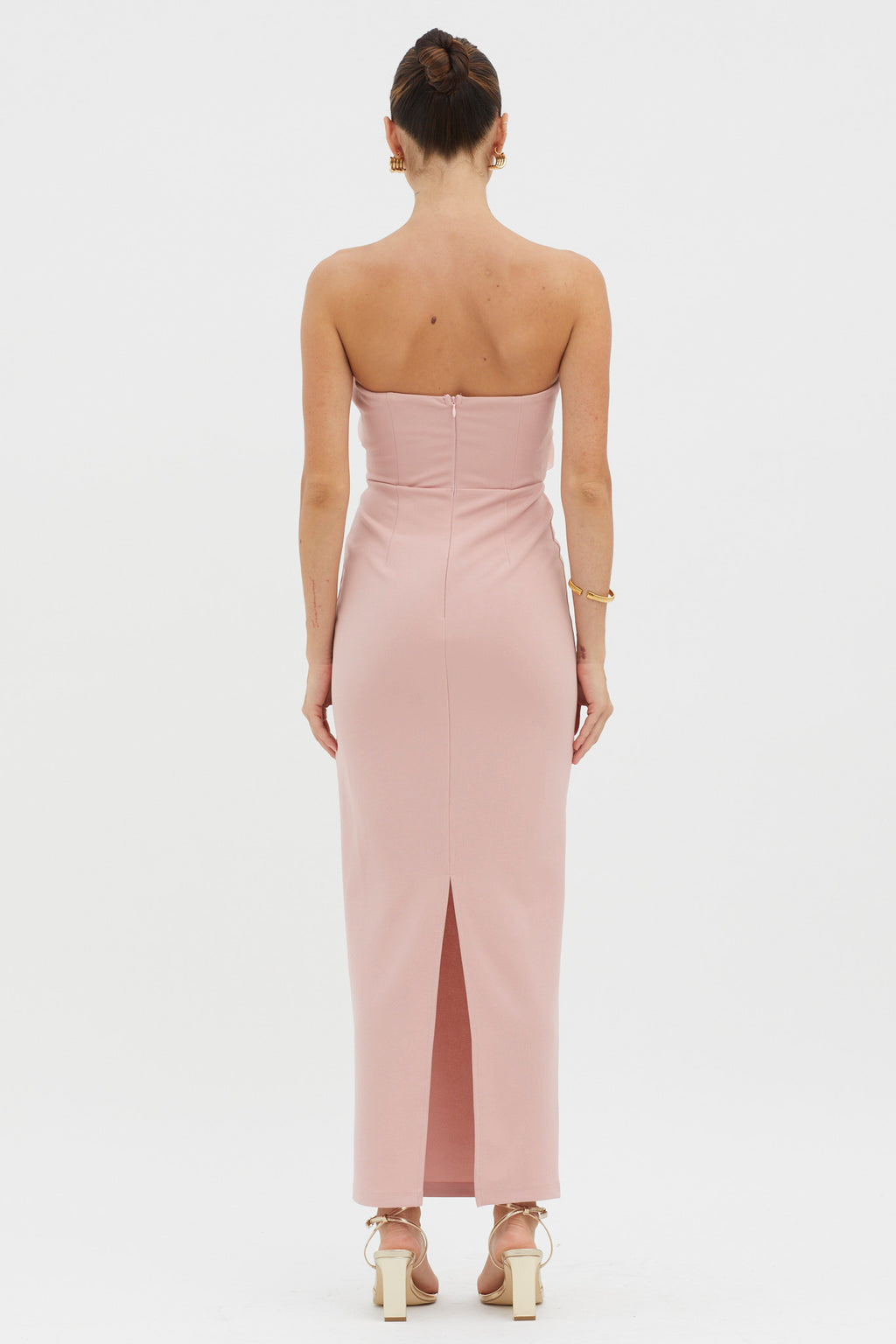 Karaline Strapless Bust Accent Maxi Dress Blush by Selfie Leslie Australia