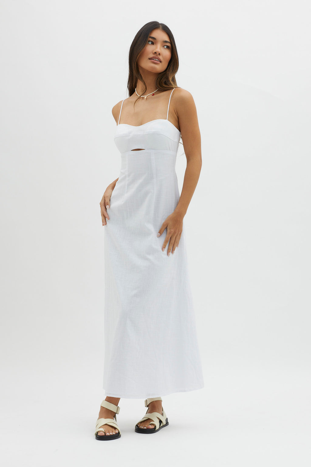 Be Yourself Keyhole Bust Maxi Dress White by Selfie Leslie Australia