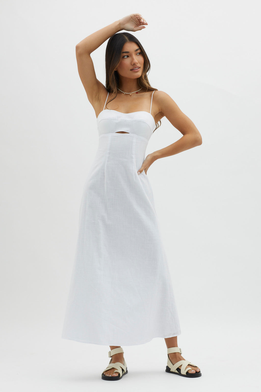 Be Yourself Keyhole Bust Maxi Dress White by Selfie Leslie Australia