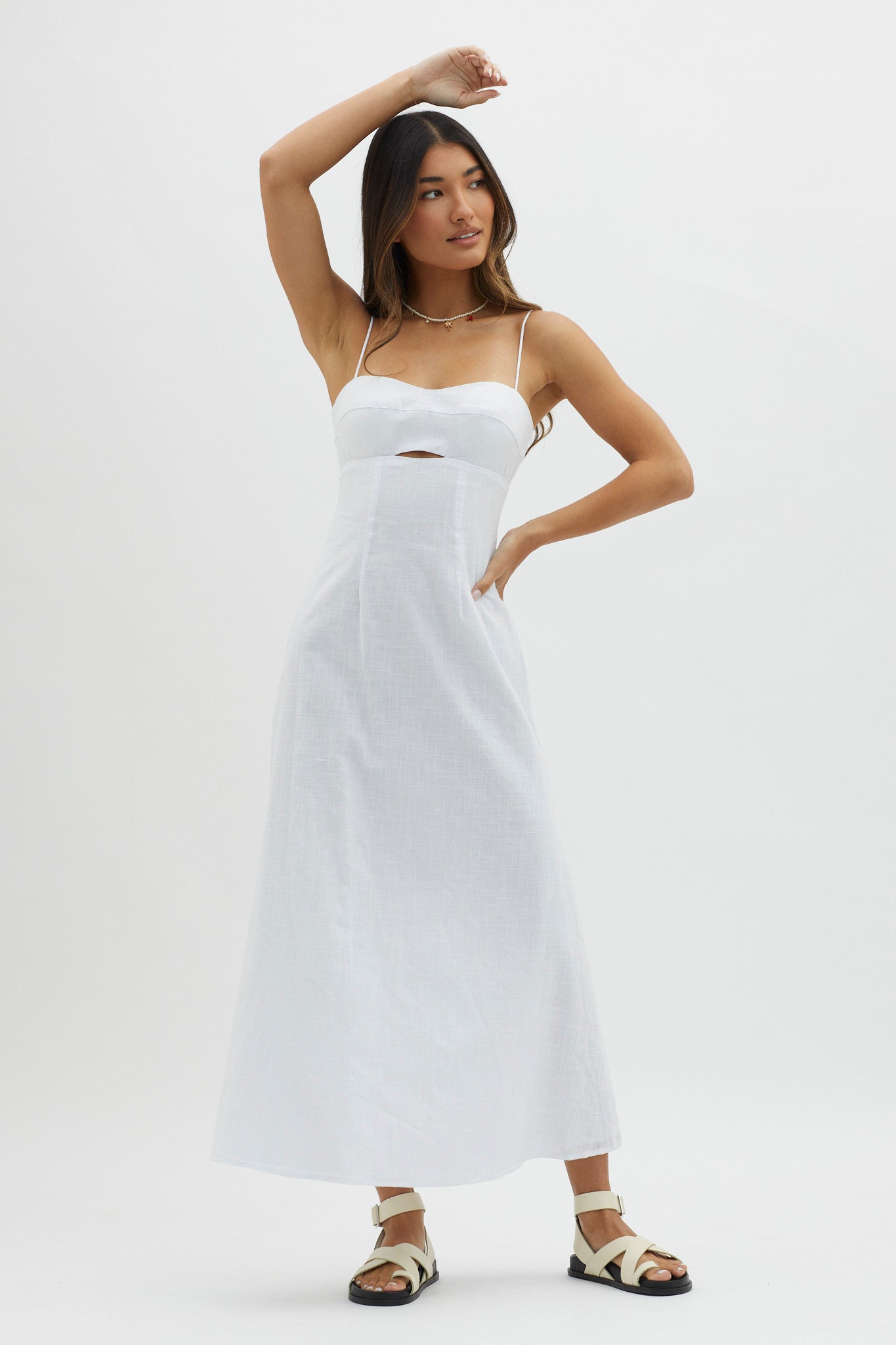 Be Yourself Keyhole Bust Maxi Dress White by Selfie Leslie Australia