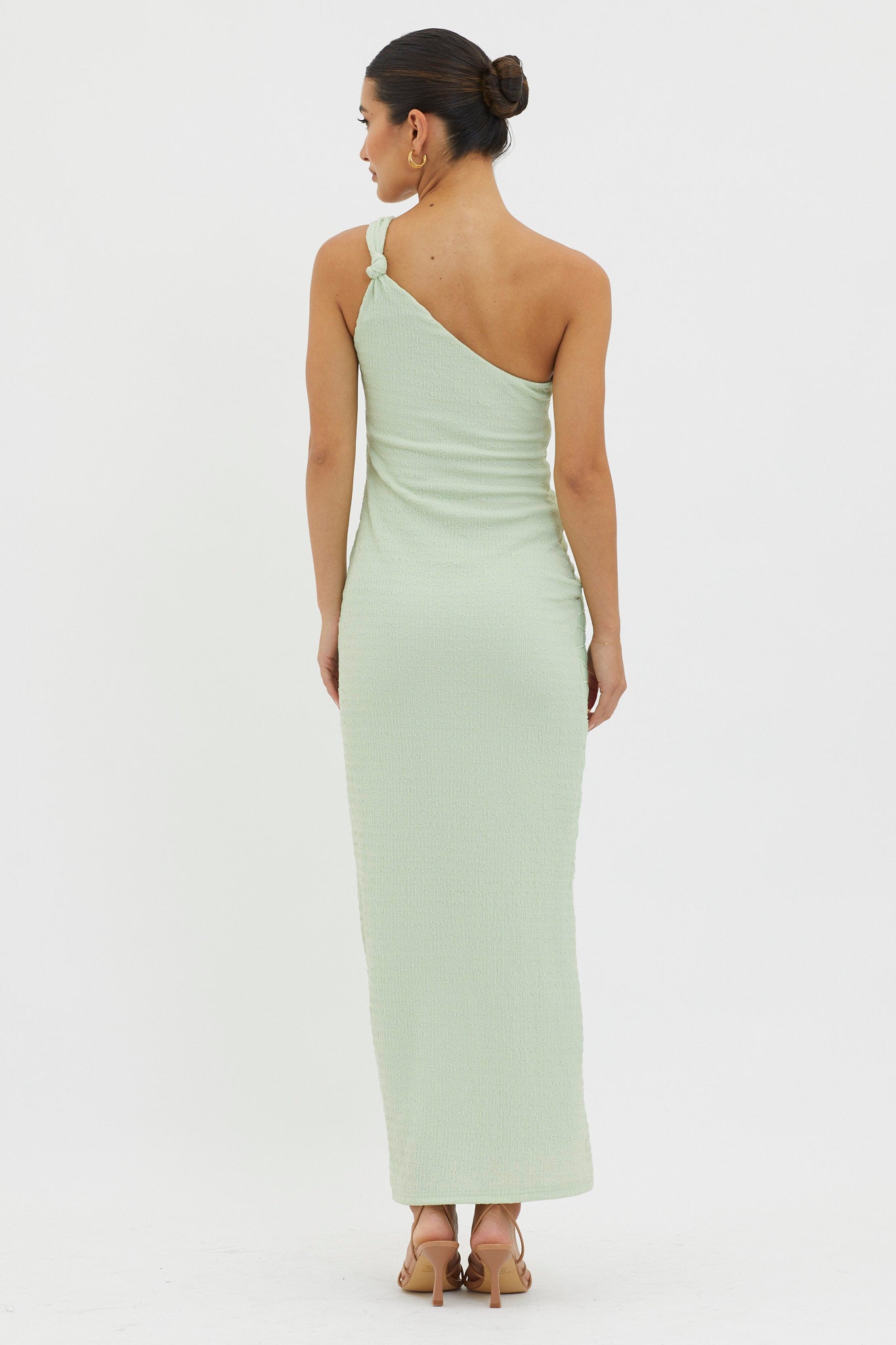 Clean Slate One-Shoulder Smocked Midi Dress Sage by Selfie Leslie Australia