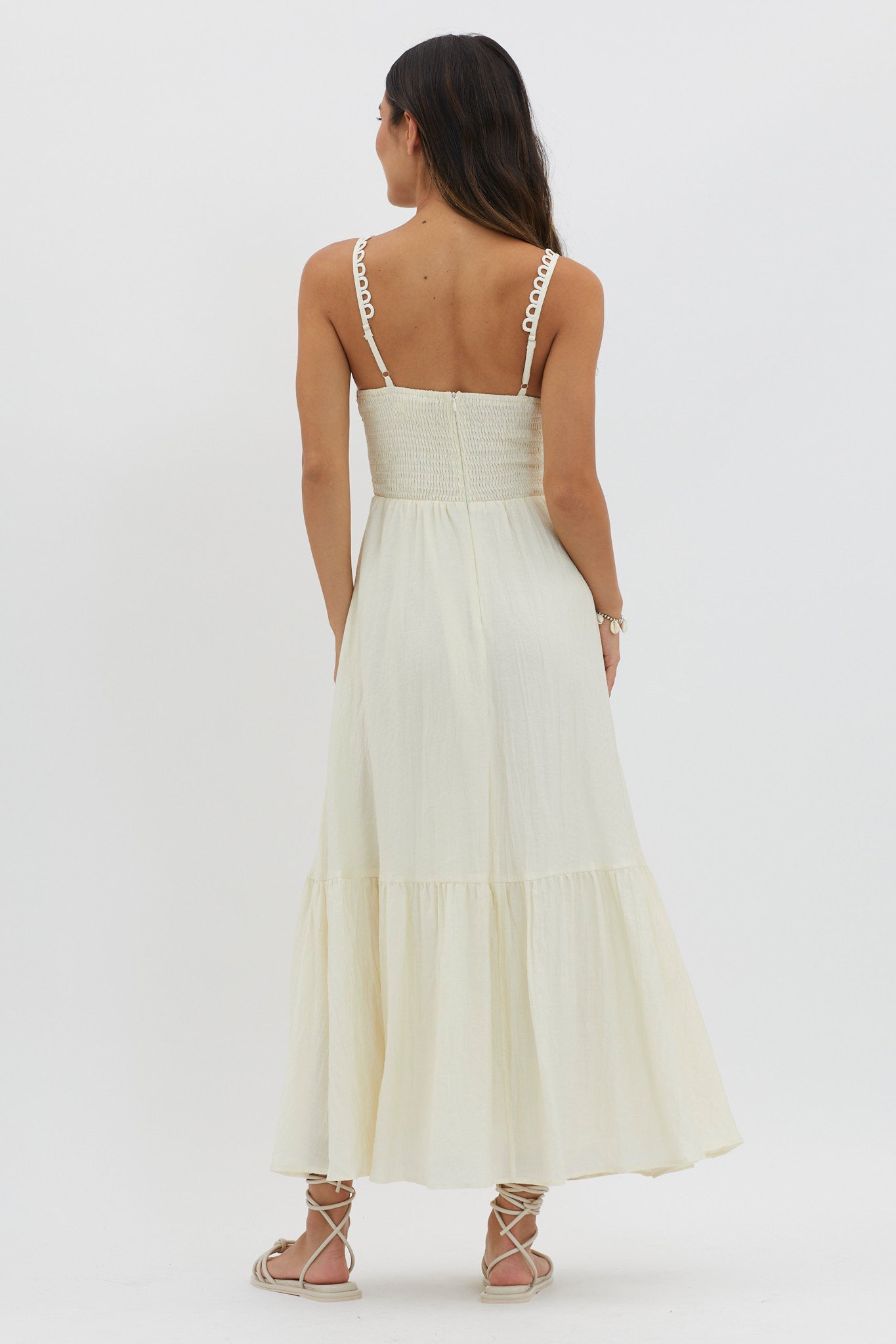 Golden Suns Scallop Trim Midi Dress Butter by Selfie Leslie Australia