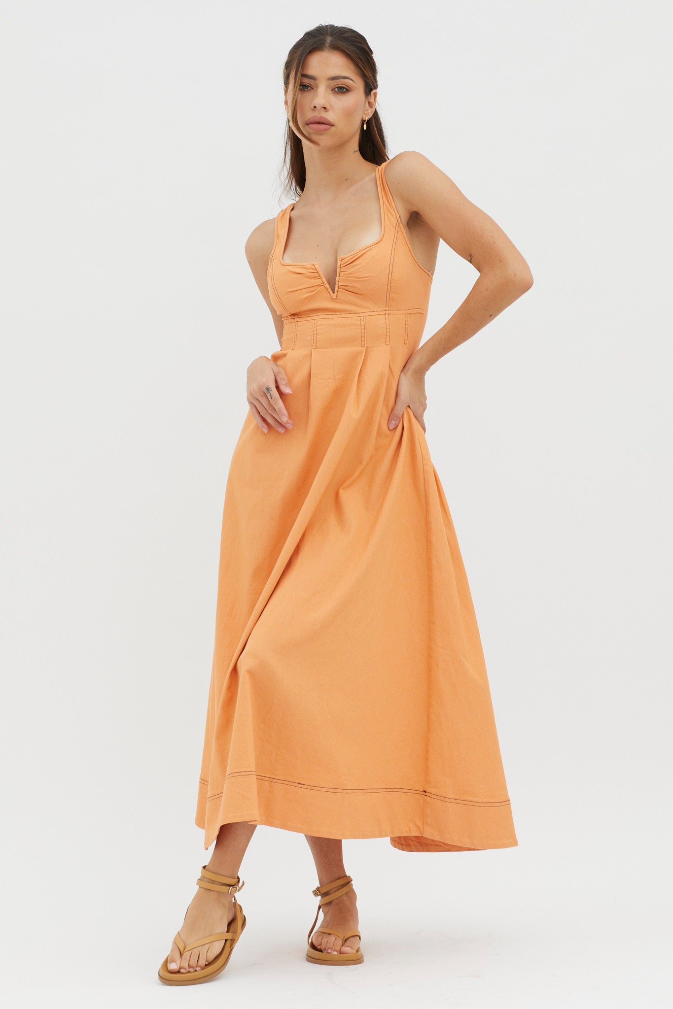 Isadore V-Bust Midi Dress Mango by Selfie Leslie Australia