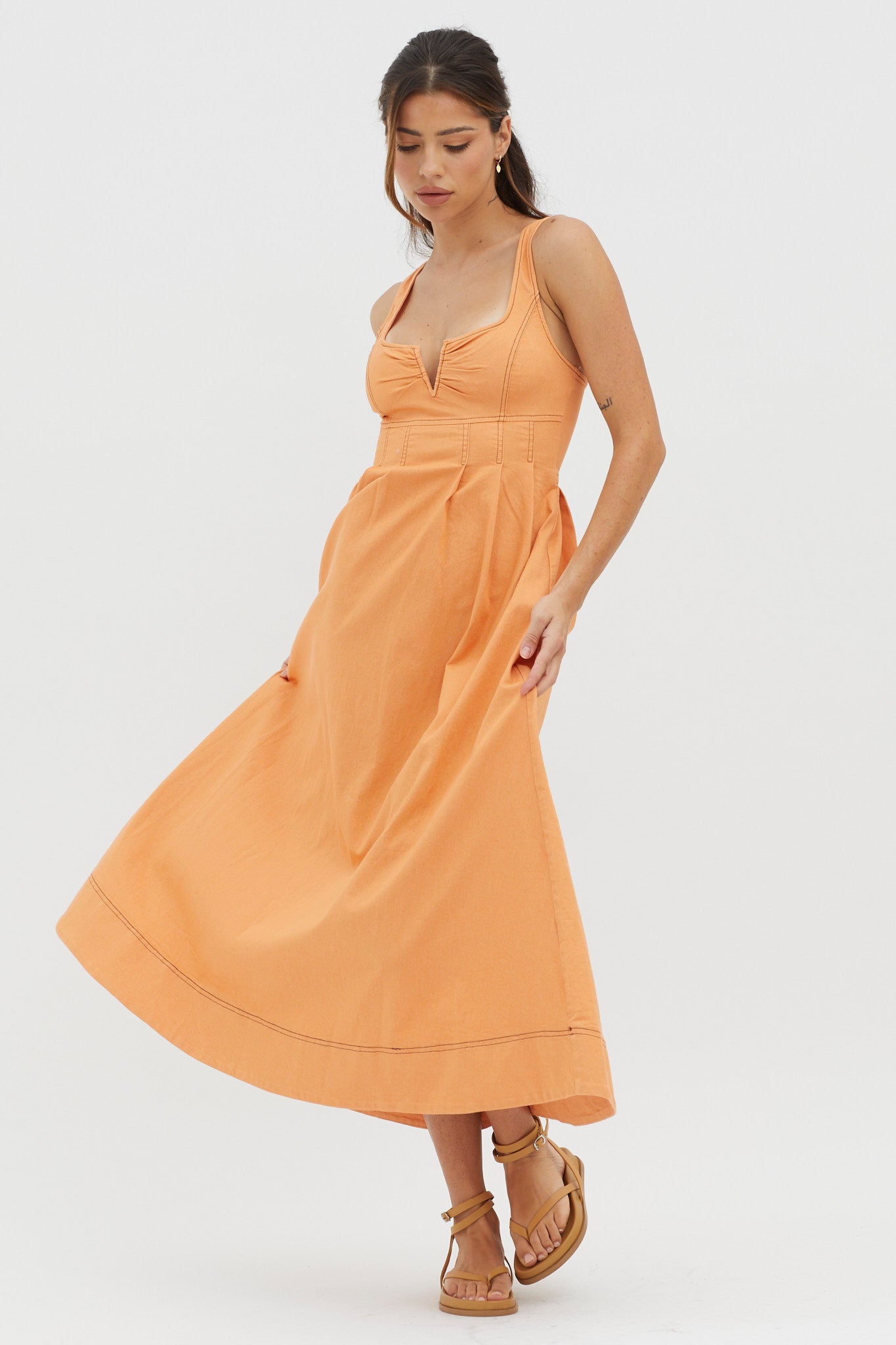 Isadore V-Bust Midi Dress Mango by Selfie Leslie Australia