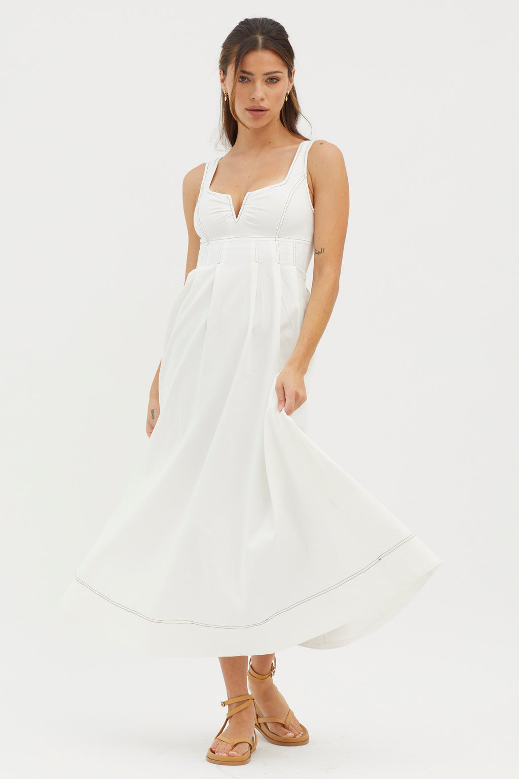 Isadore V-Bust Midi Dress White by Selfie Leslie Australia