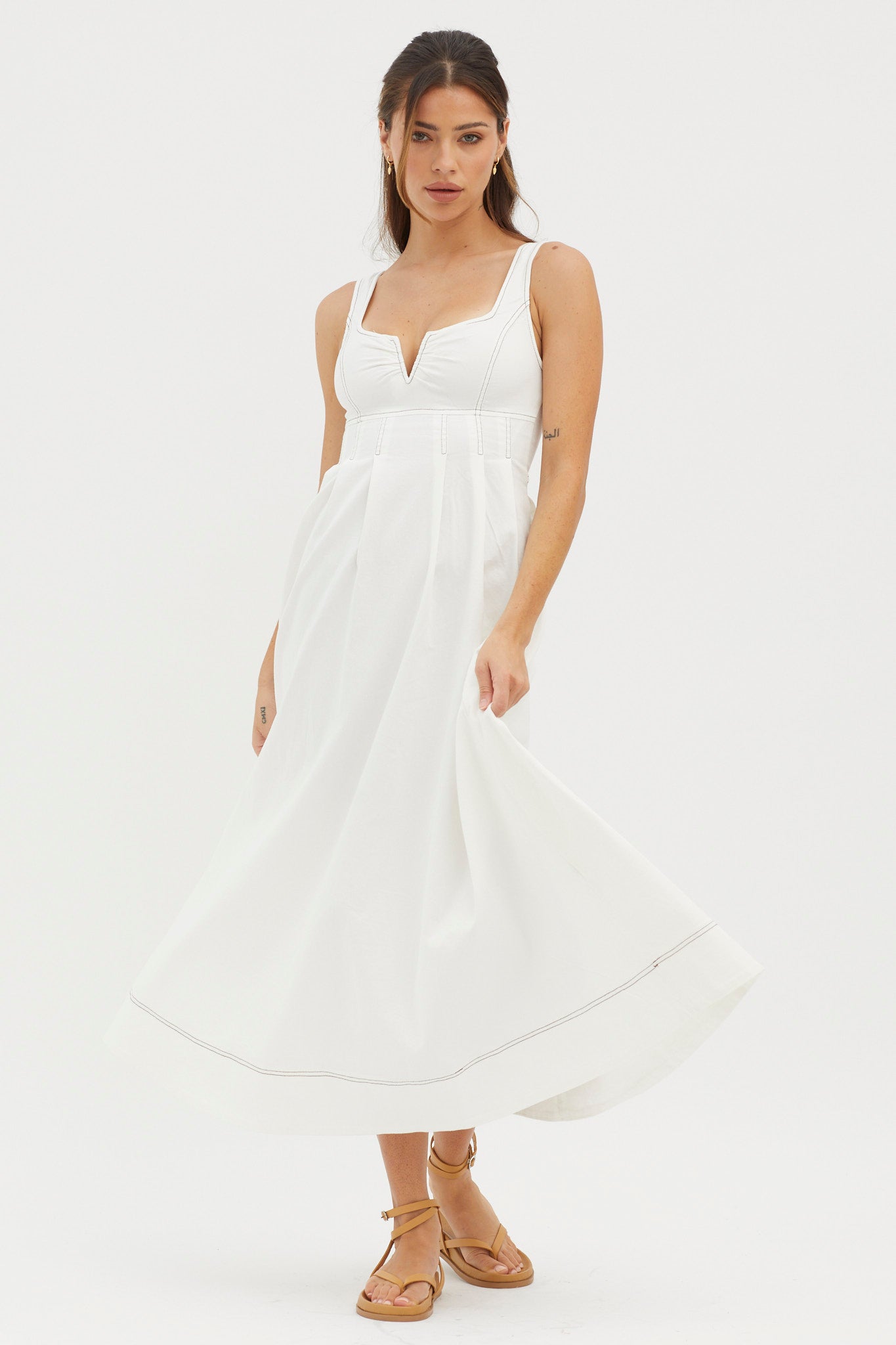 Isadore V-Bust Midi Dress White by Selfie Leslie Australia