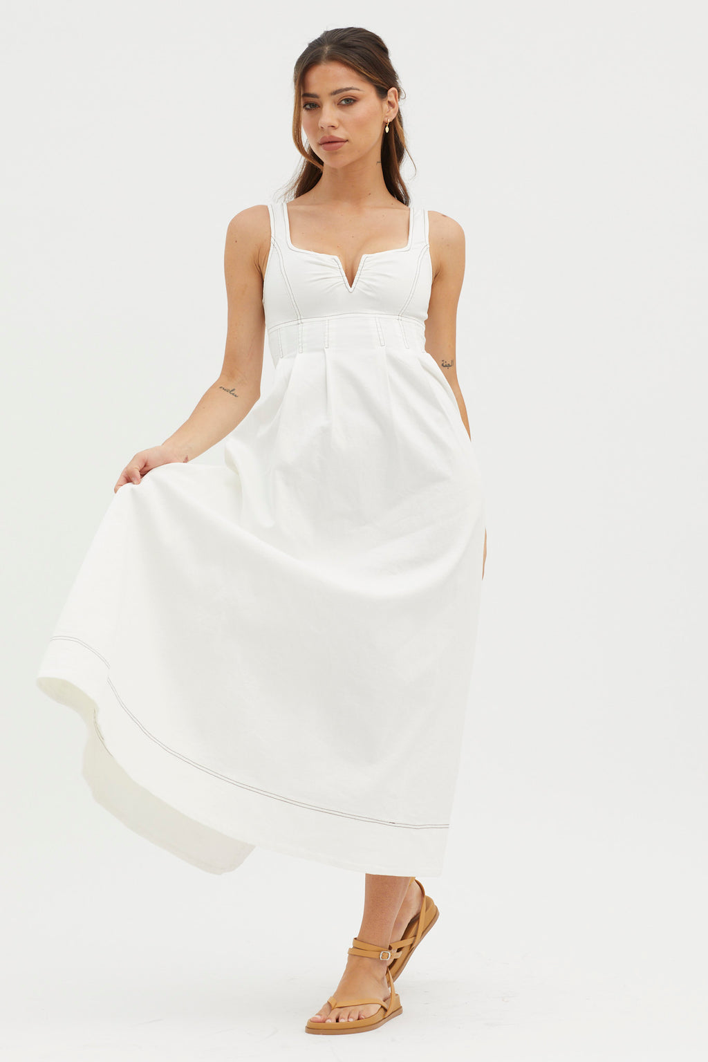 Isadore V-Bust Midi Dress White by Selfie Leslie Australia