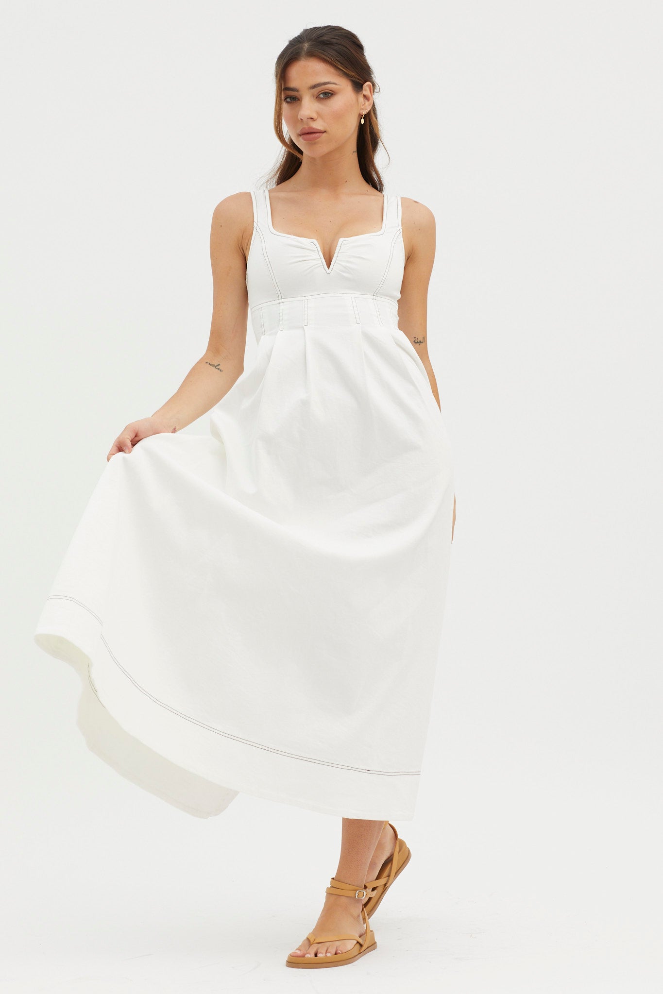 Isadore V-Bust Midi Dress White by Selfie Leslie Australia