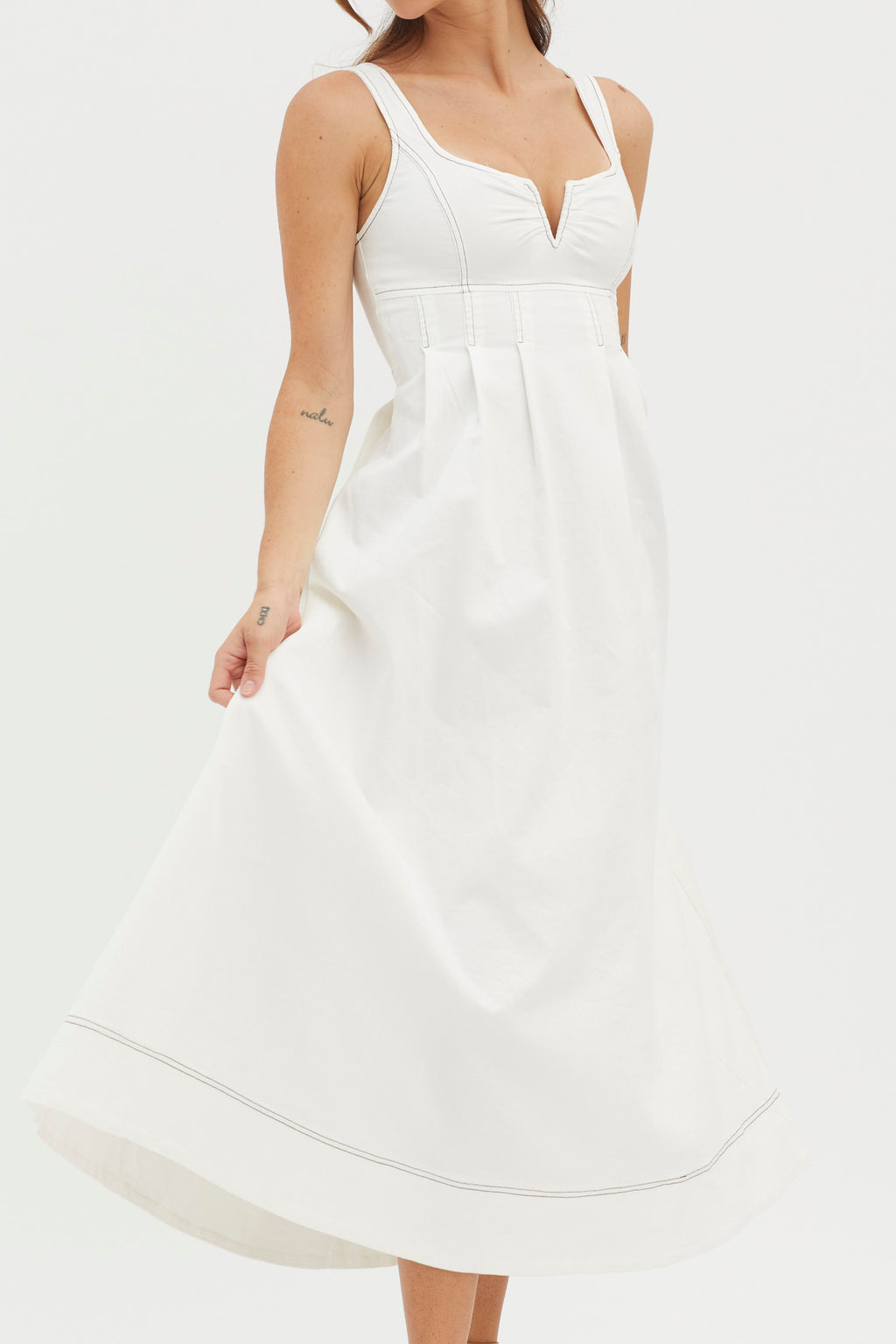 Isadore V-Bust Midi Dress White by Selfie Leslie Australia