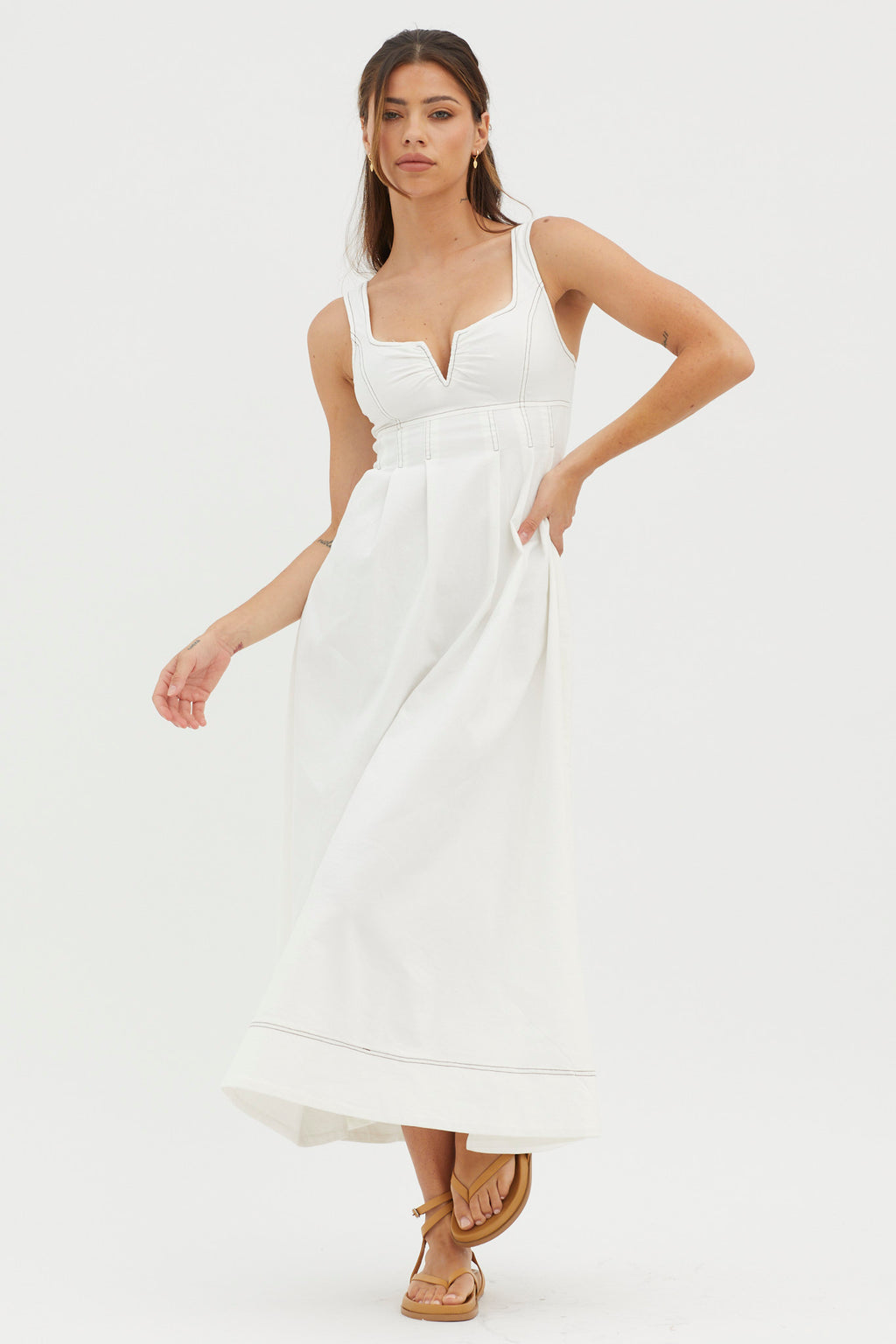 Isadore V-Bust Midi Dress White by Selfie Leslie Australia