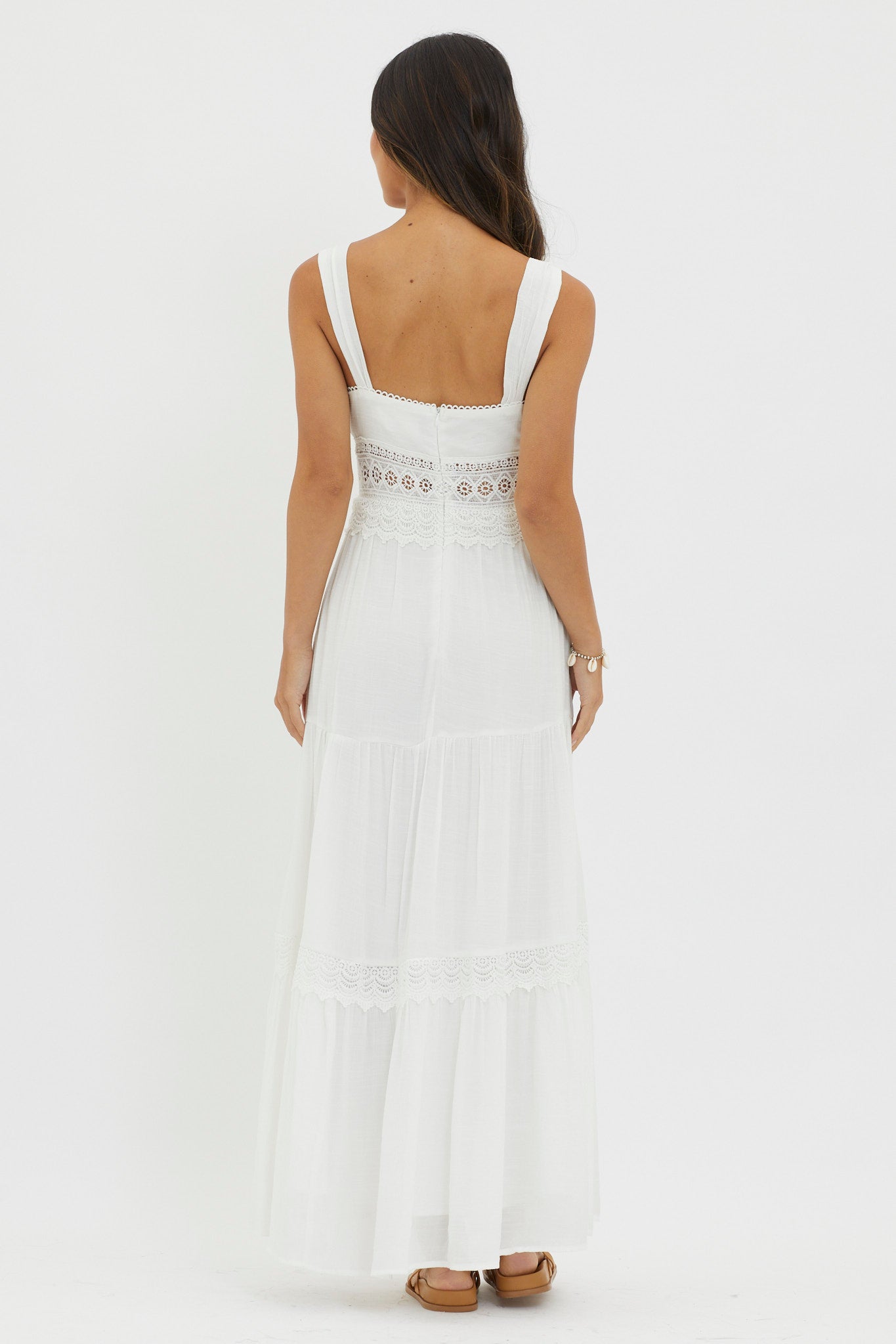 Libby Crochet Lace Waist Maxi Dress Off White by Selfie Leslie Australia