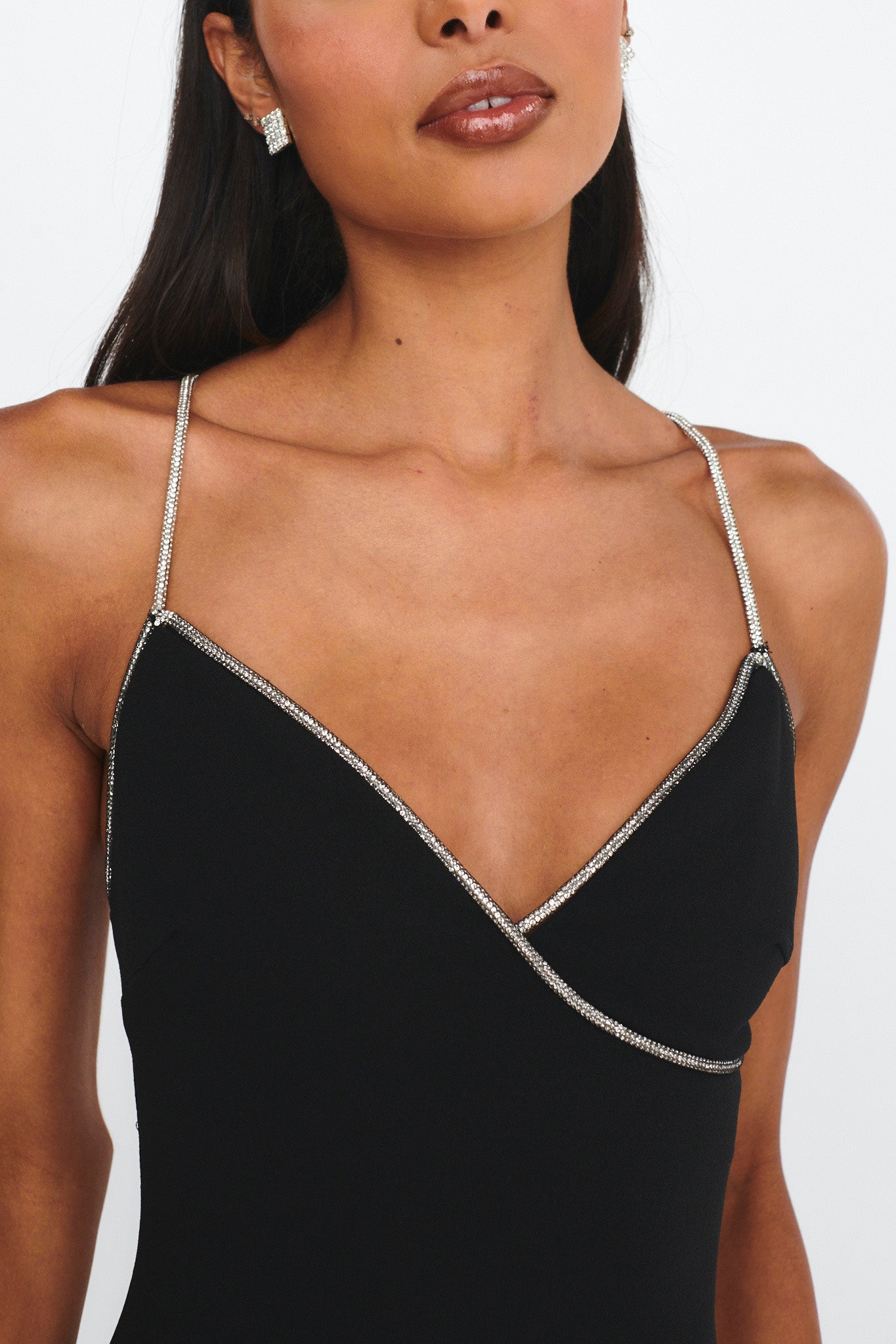 Harleigh Diamante Strap Tied Back Dress Black by Selfie Leslie Australia